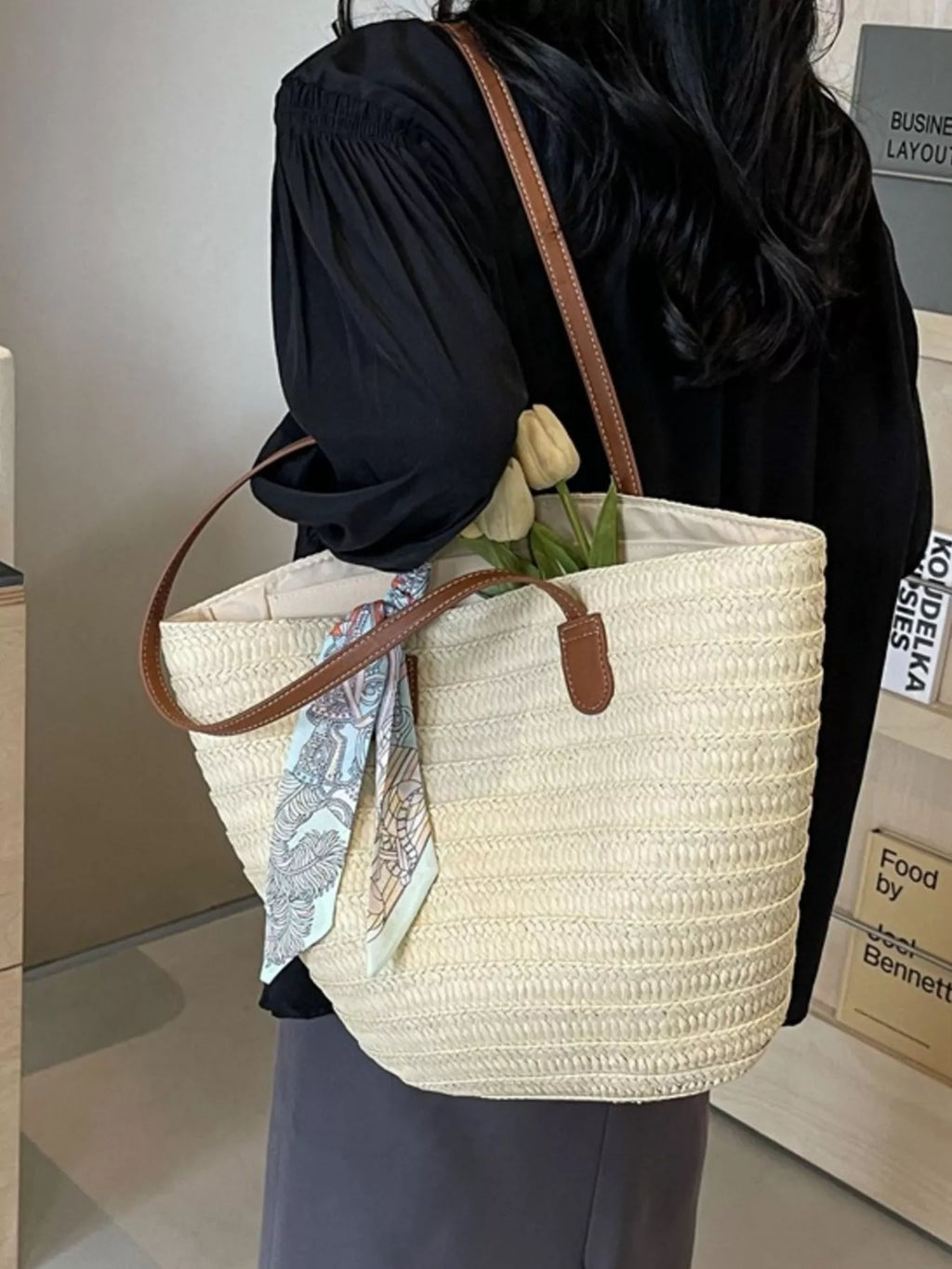 Woven Straw Shoulder Bag
