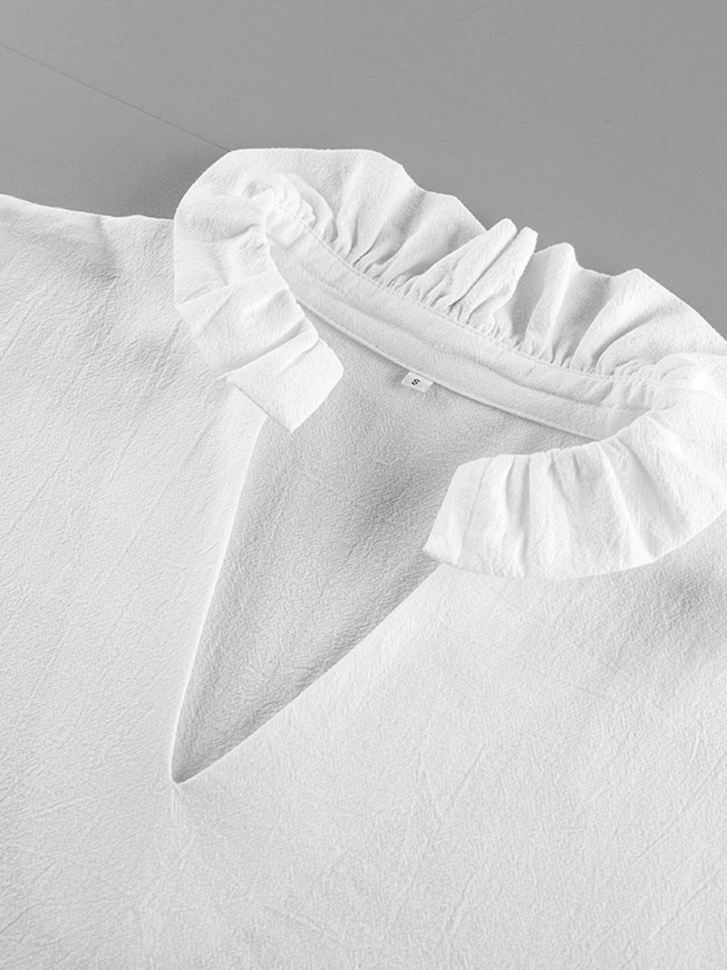 Notched Flounce Sleeve Blouse