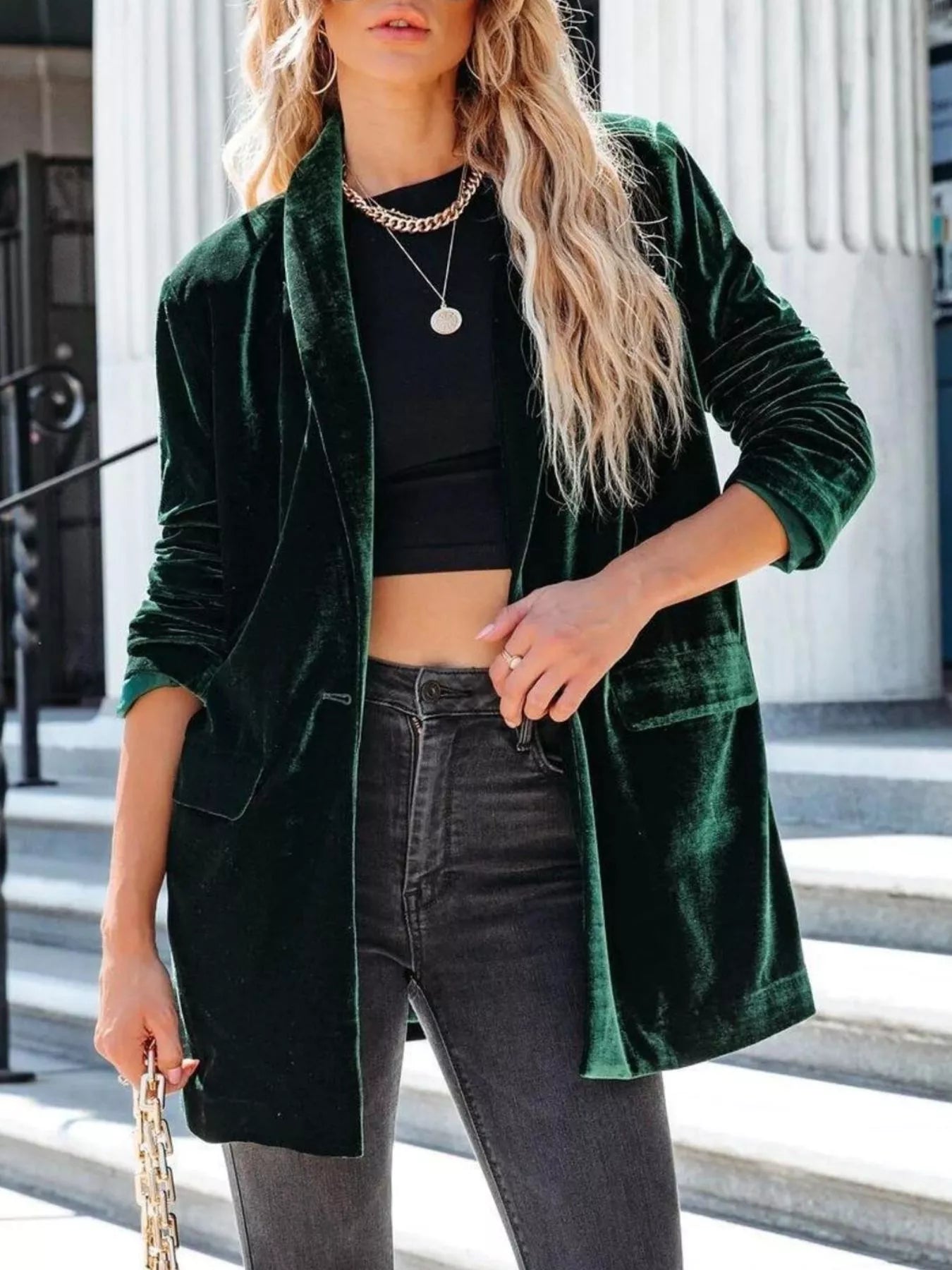 Velvet One Button Outerwear