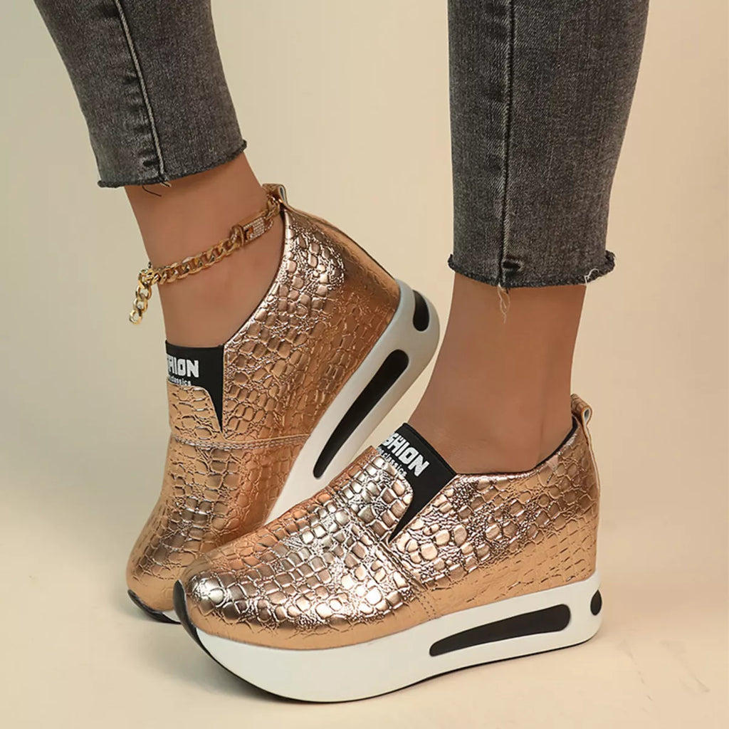 Round Toe Platform Slip-Ons