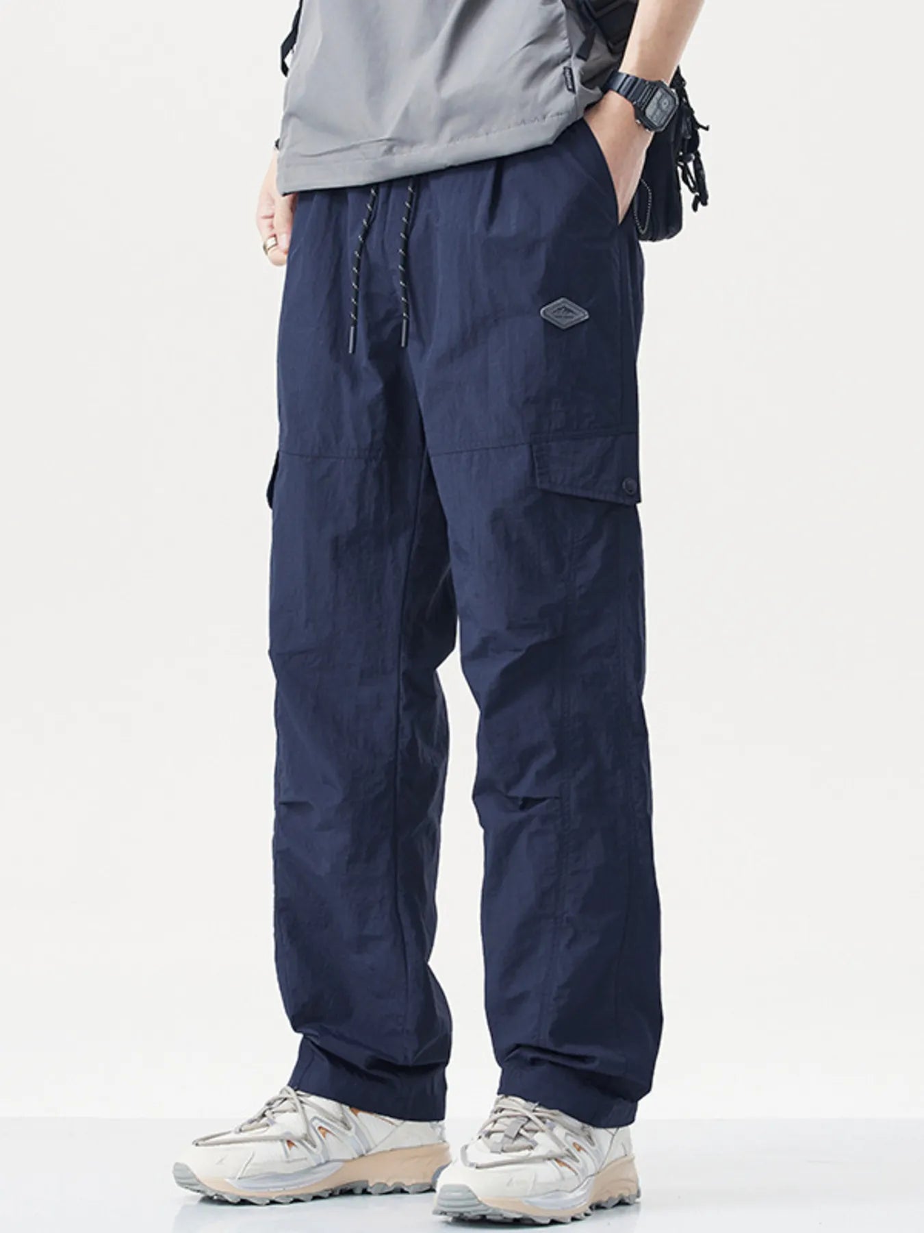 Men's Plus Size Relaxed Fit Cargo Pants with Drawstring