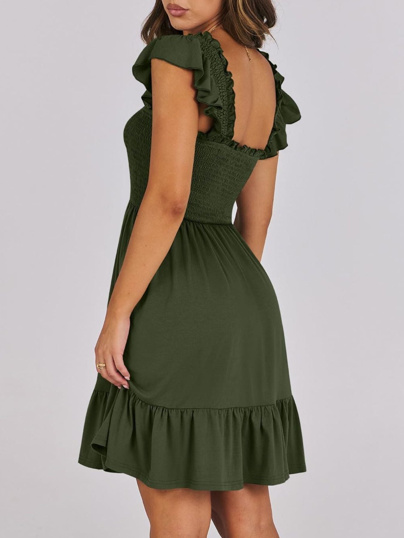 Smocked Ruffle Hem Mini Dress