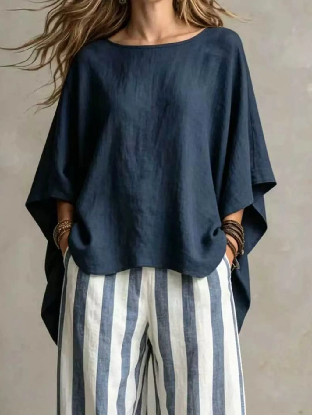 Full Size Solid Color Top and Pants Set Plus Size