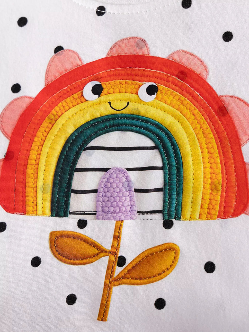 Children's Rainbow Flower Polka Dot Tulle Dress
