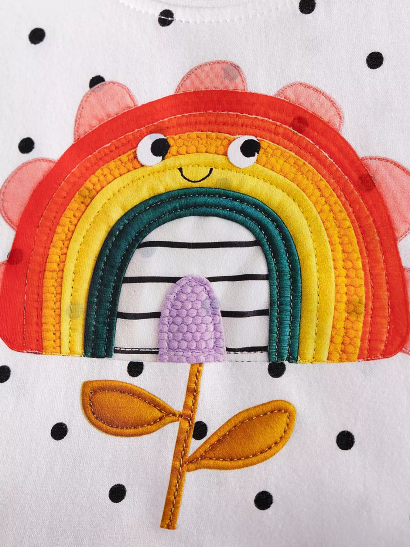 Children's Rainbow Flower Polka Dot Tulle Dress
