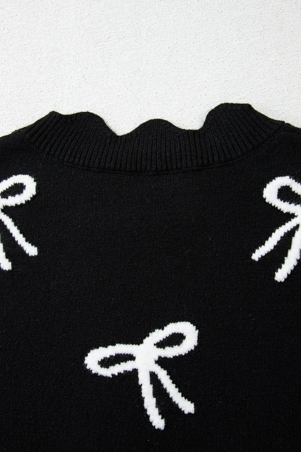 Bow Side Ties Scalloped Hem Cap Sleeve Sweater