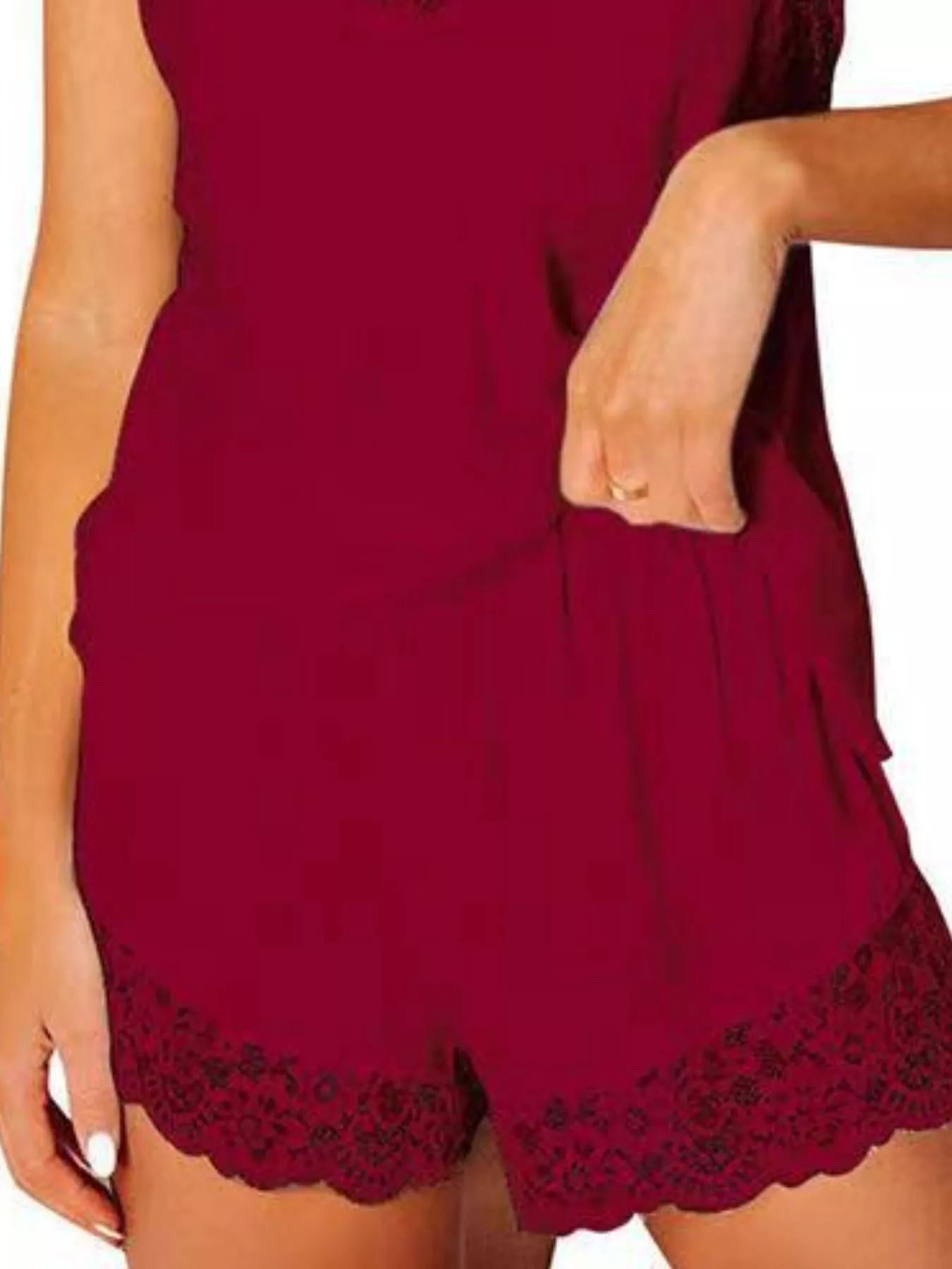 Lace Trim Cami and Shorts Lounge Set