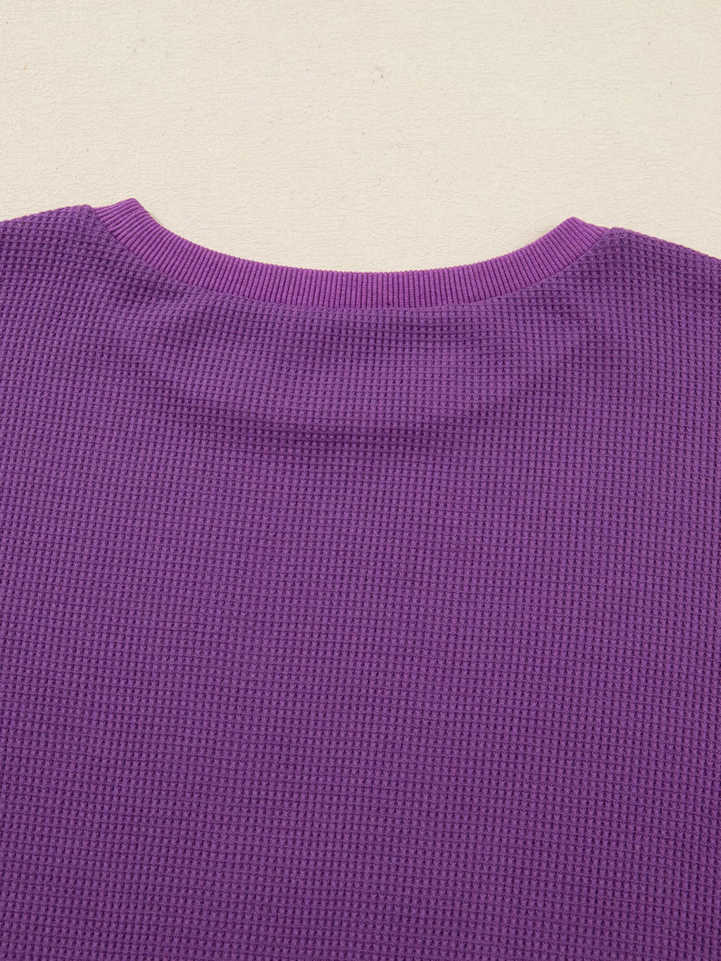 Solid Color Raw Seam Patchwork Ribbed Drop Shoulder Sweatshirt