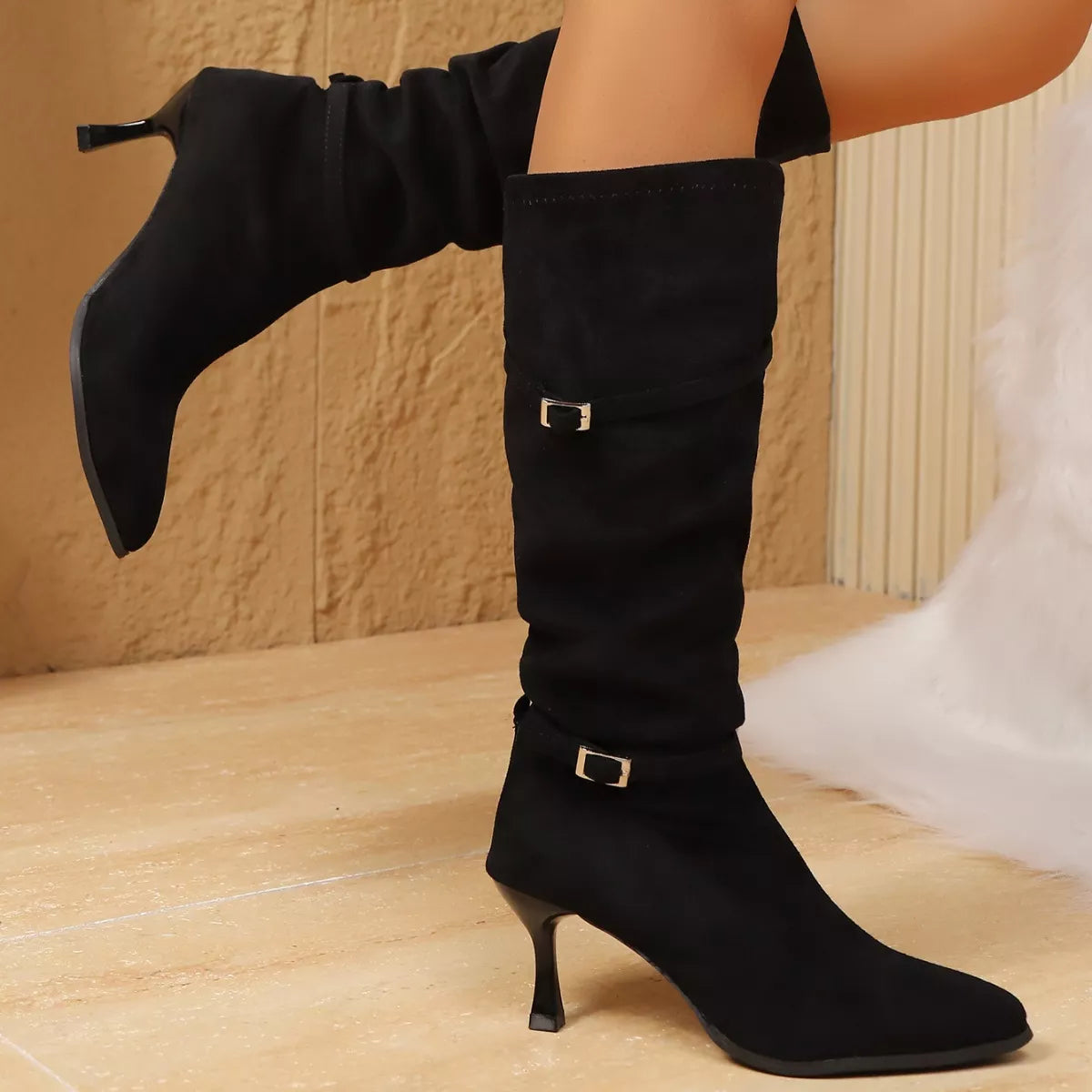 Point Toe Kitten Heels Boots