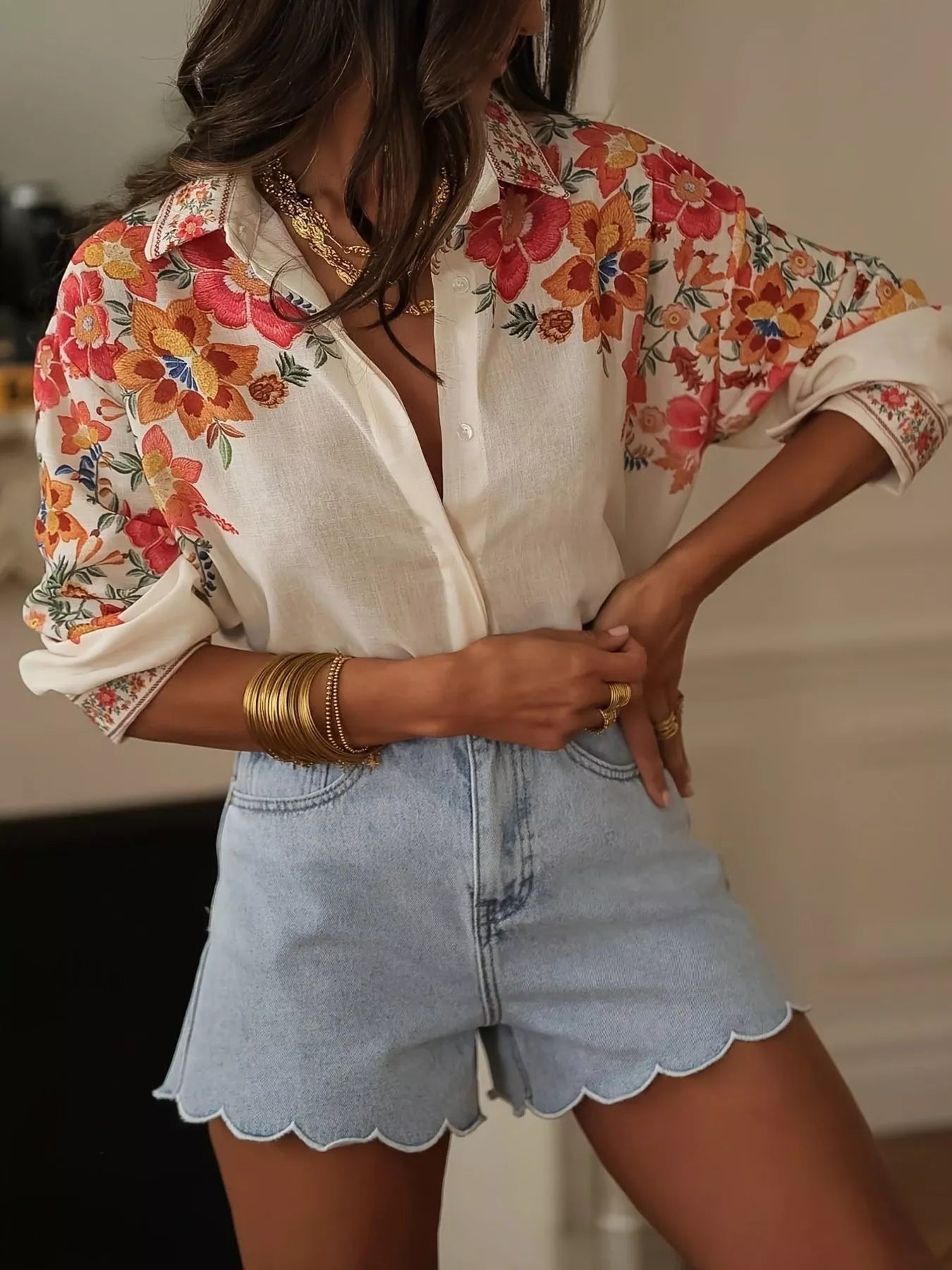 Floral Print Button Up Shirt
