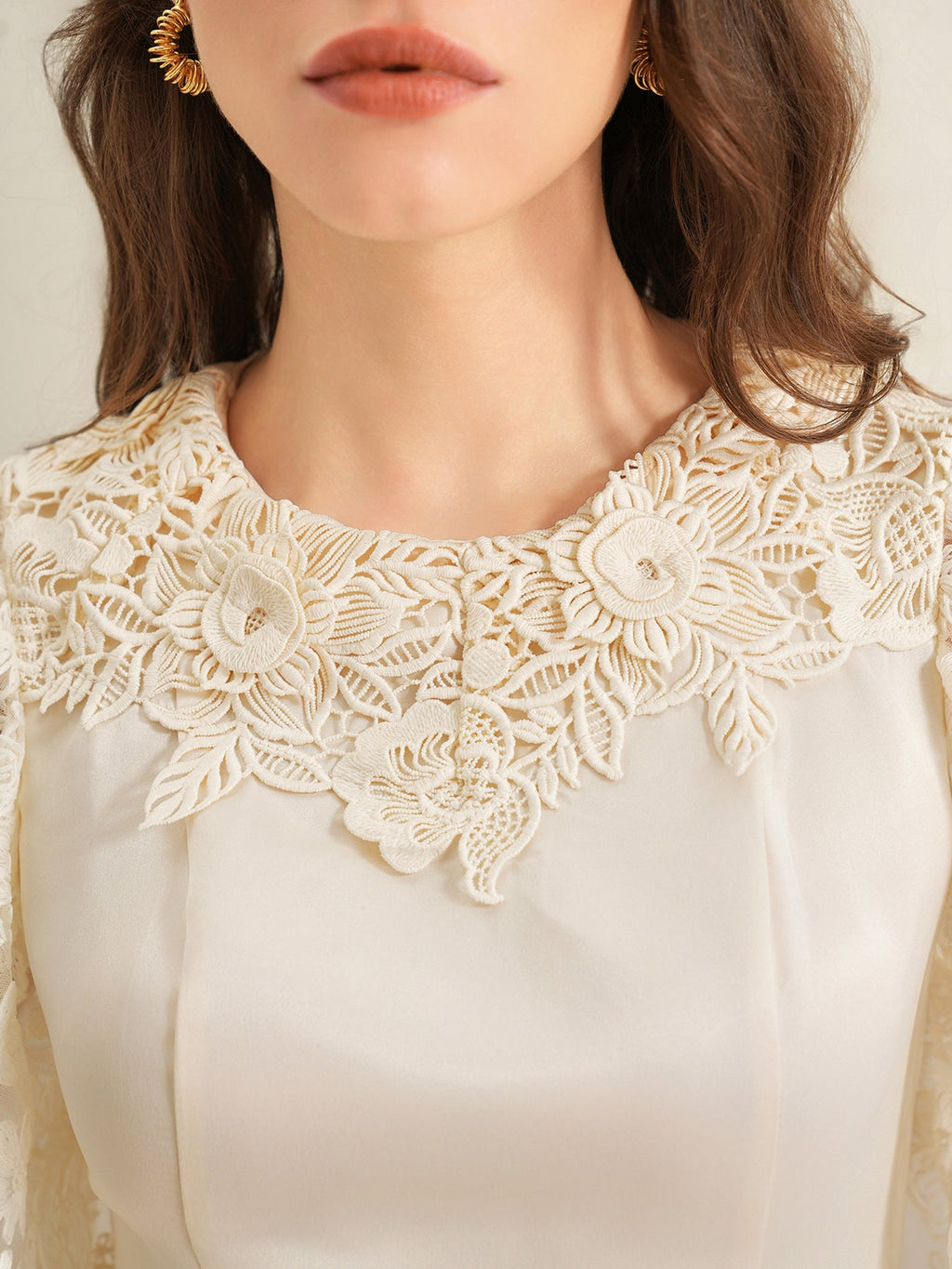 Lace Trimmed Short Sleeve Blouse