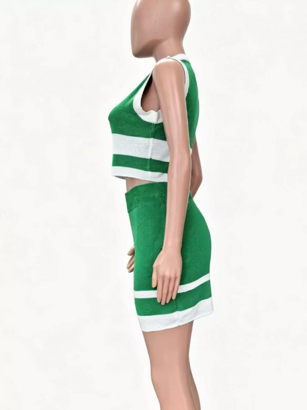 Contrast Trim Tank and Skirt Knit Set
