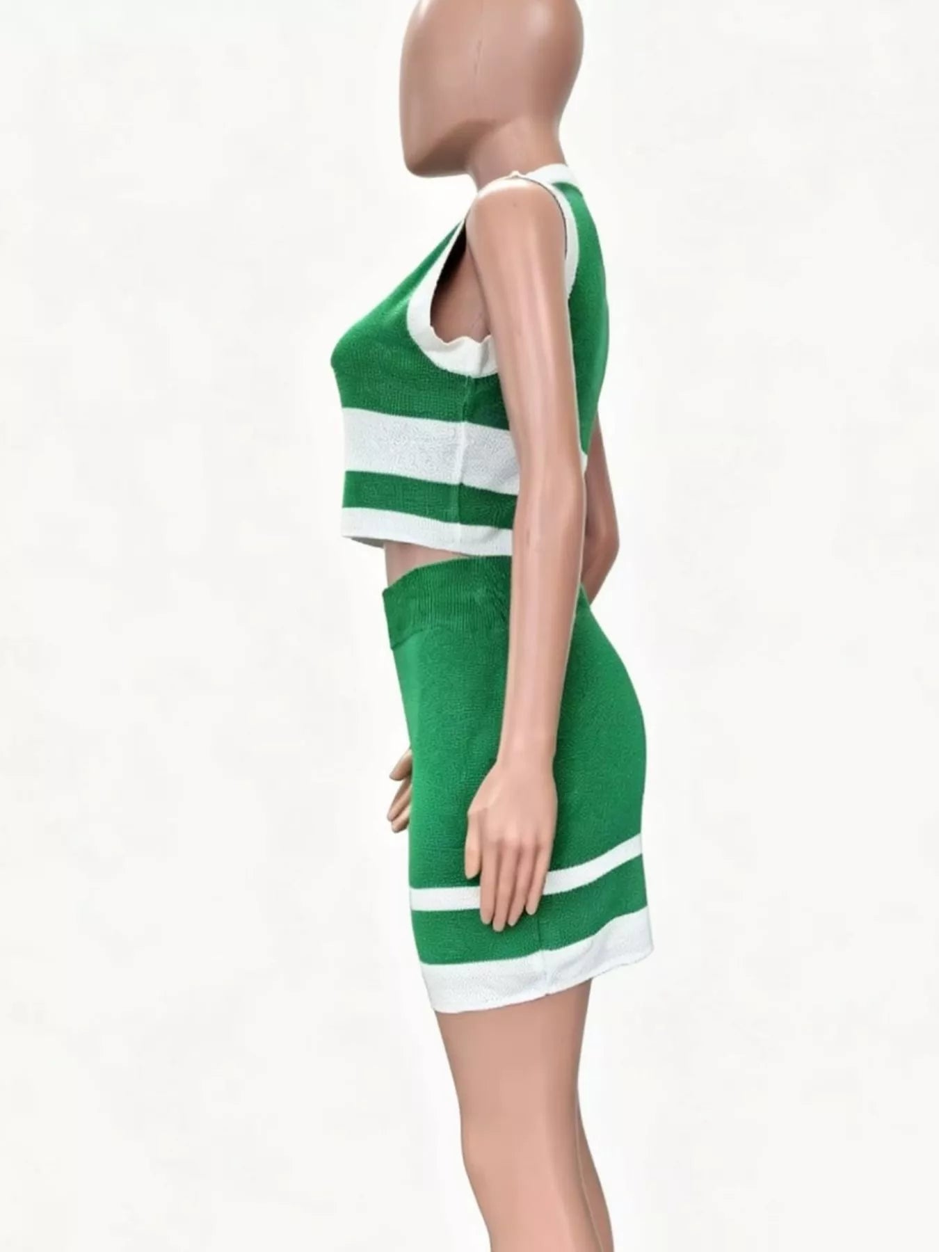 Contrast Trim Tank and Skirt Knit Set