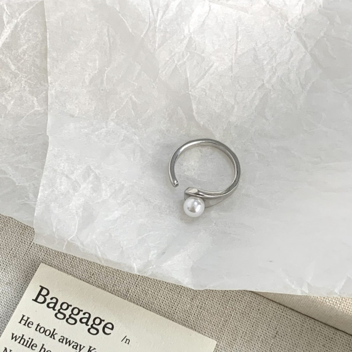Pearl Accent Open Cuff Ring