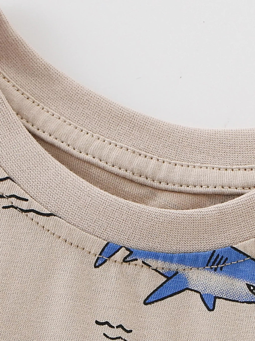 Children's Shark Print Crew Neck Short Sleeve T-Shirt