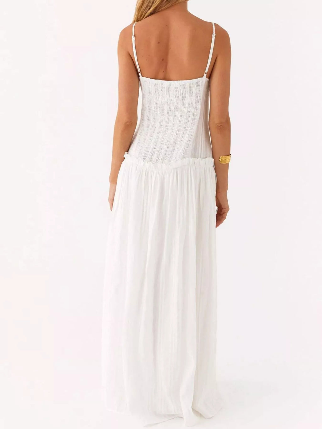 Ruched Spaghetti Strap Maxi Dress