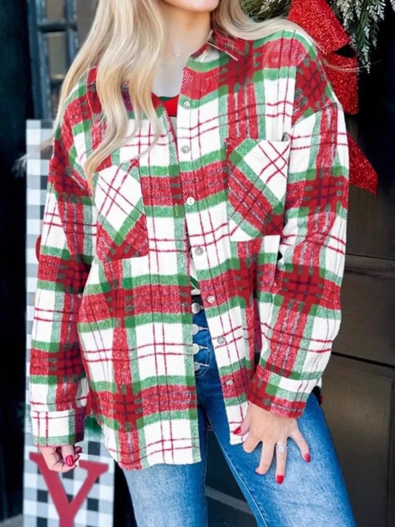 Plaid Button-Down Long Sleeve Shacket
