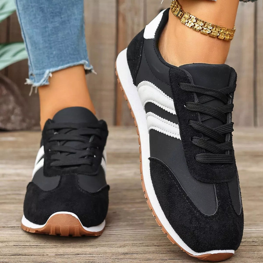 Striped Lace-Up Casual Sneakers