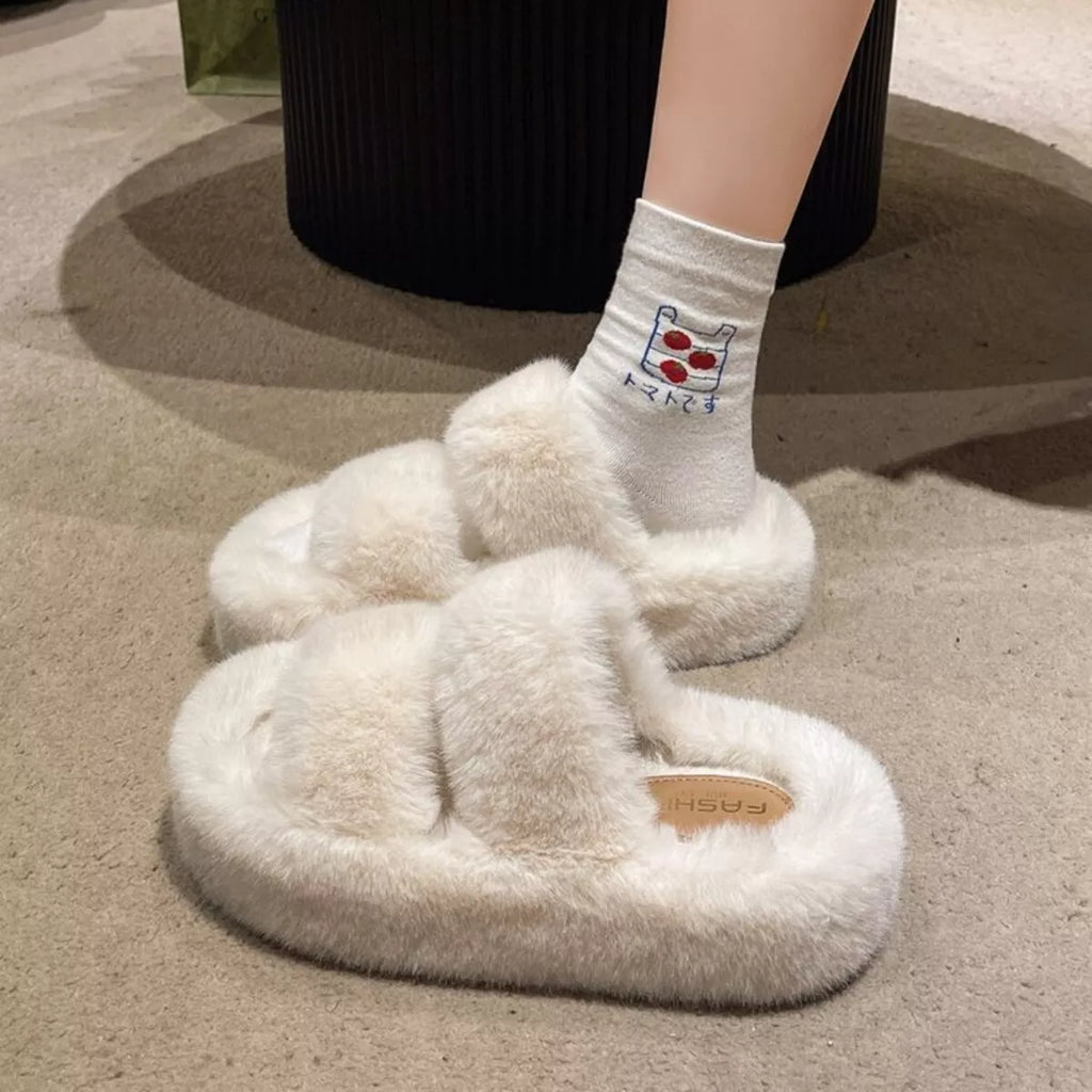 Fuzzy Open Toe Slippers