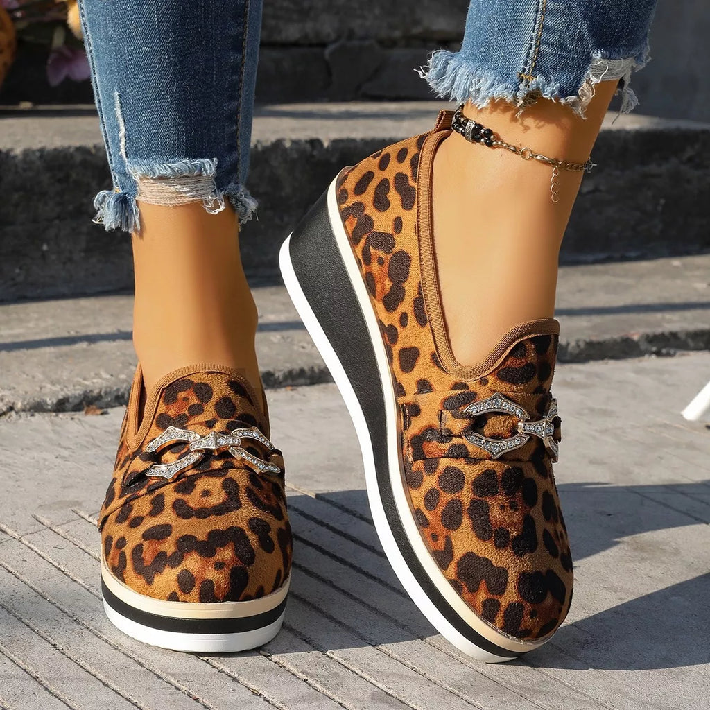 Leopard Print Wedge Loafers