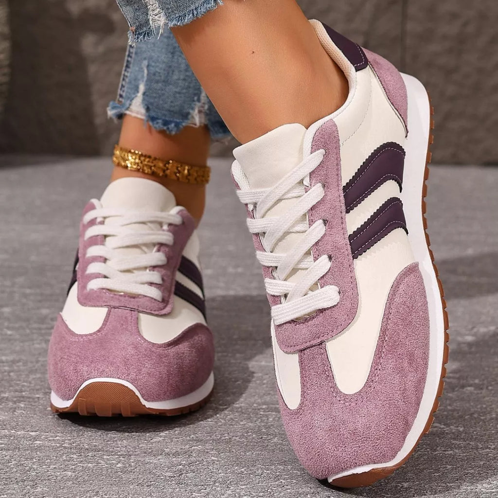 Striped Lace-Up Casual Sneakers