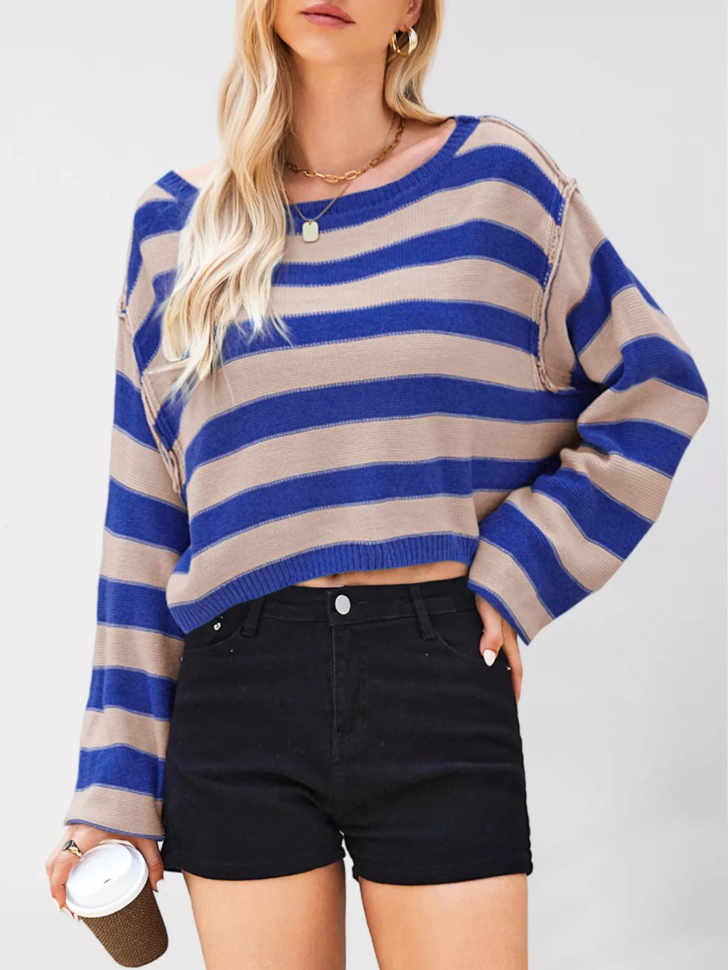 Striped Dropped Shoulder Sweater