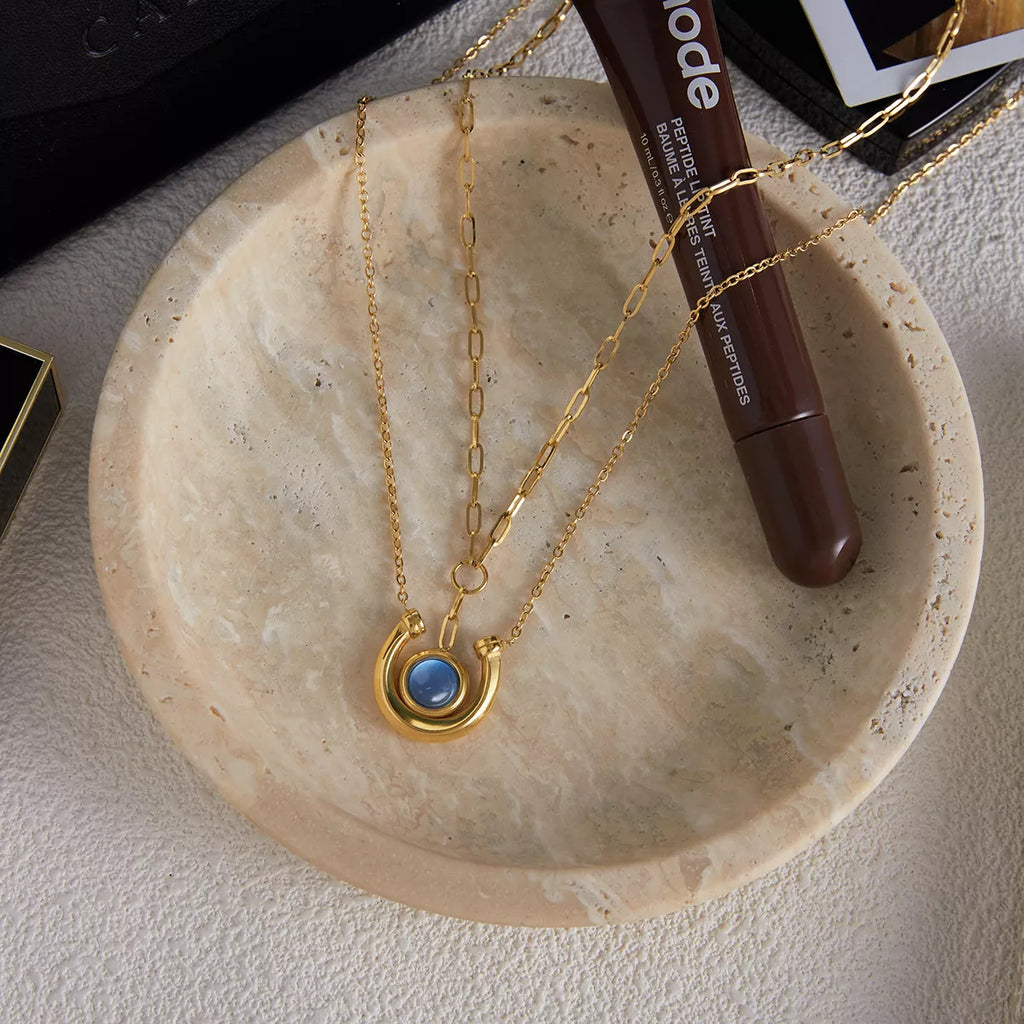2 Piece 18K Gold-Plated Pendant Necklace