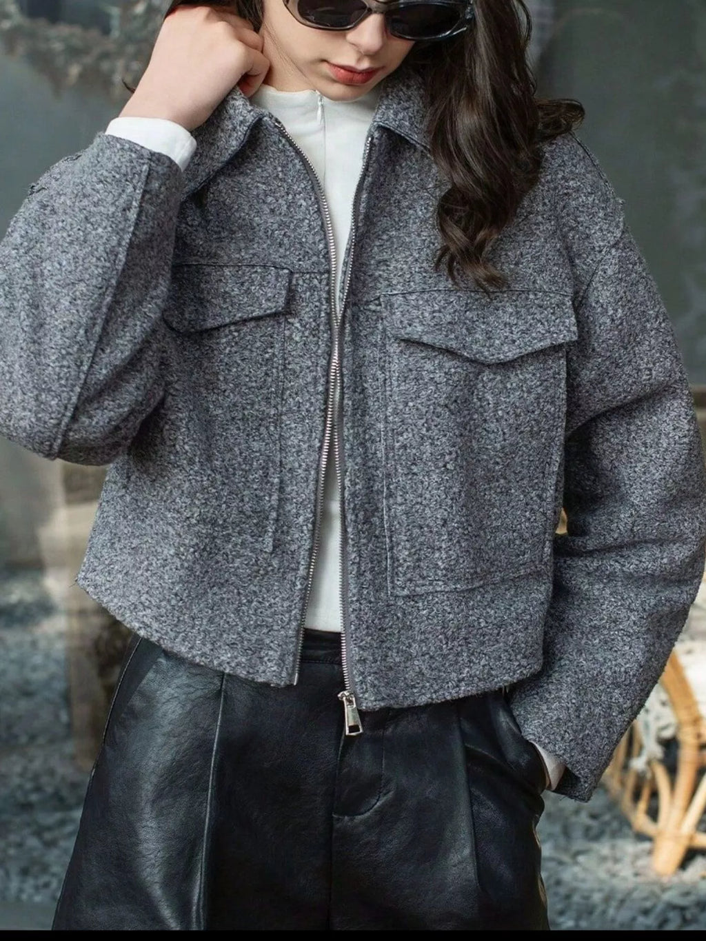 Zip Up Cropped Jacket