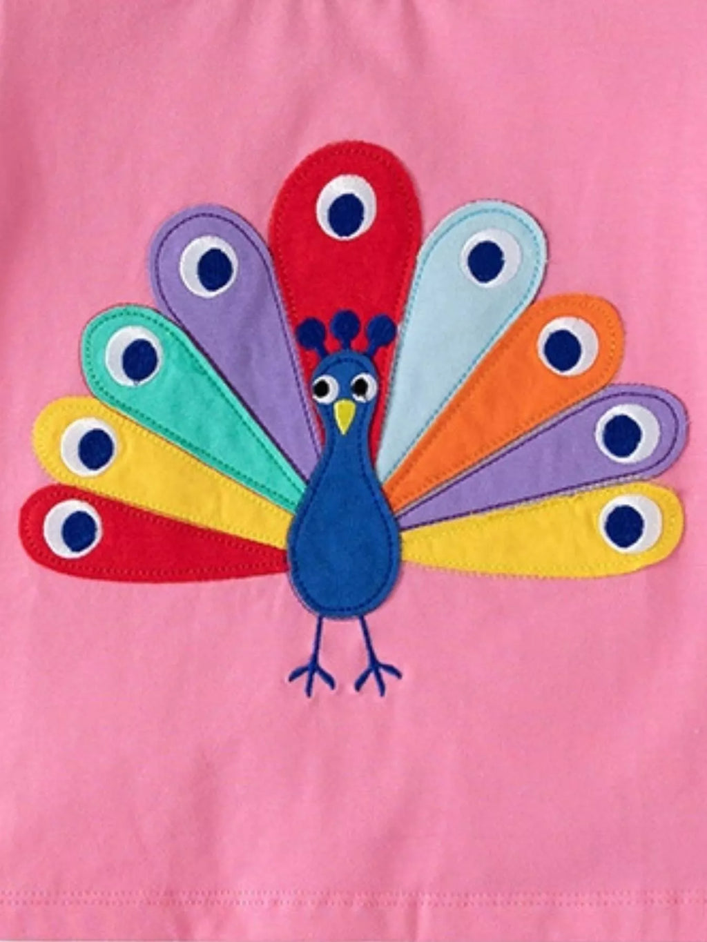 Children's Peacock Embroidered Short Sleeve Tee and Shorts Set