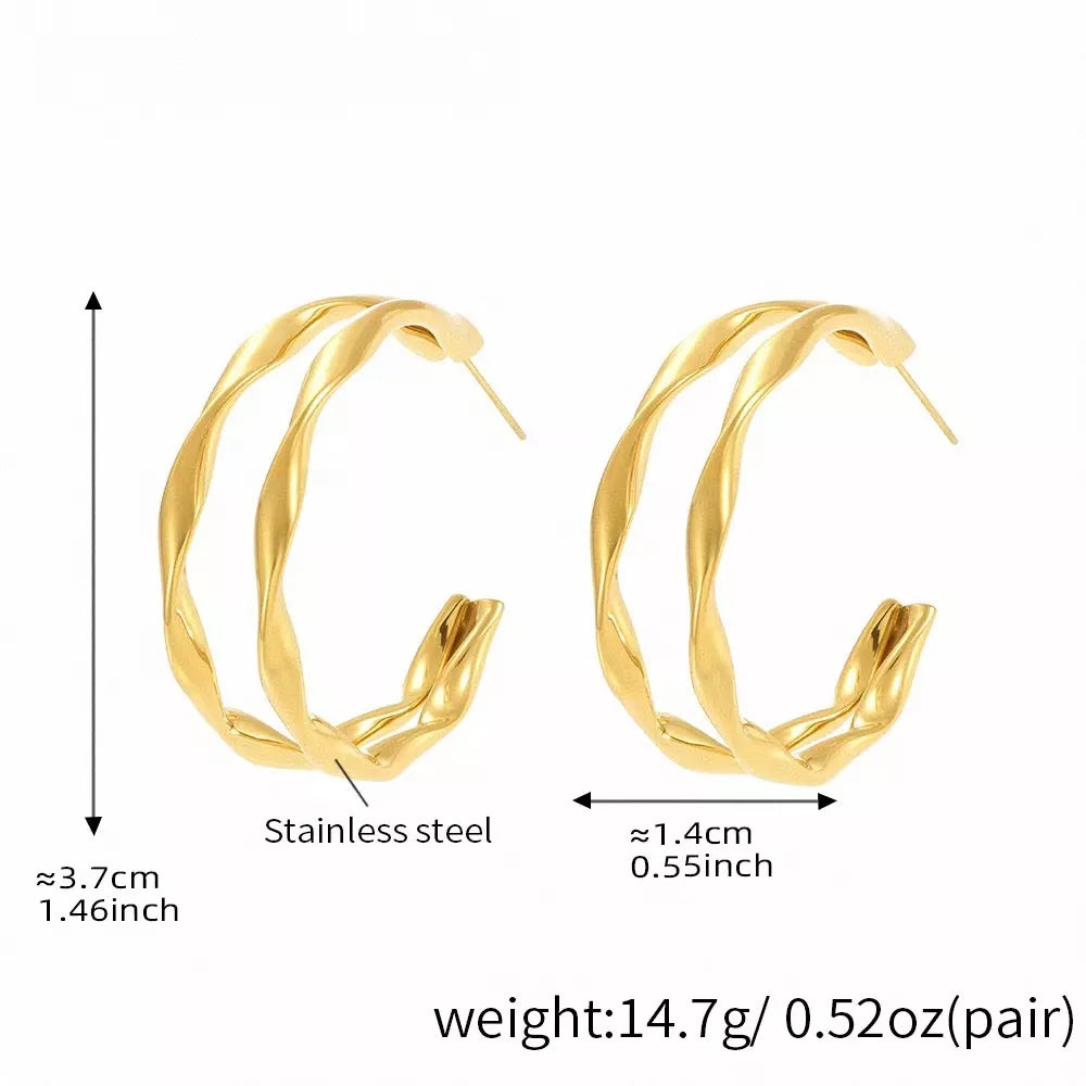 18K Gold-Plated Chunky Twisted Hoop Earrings