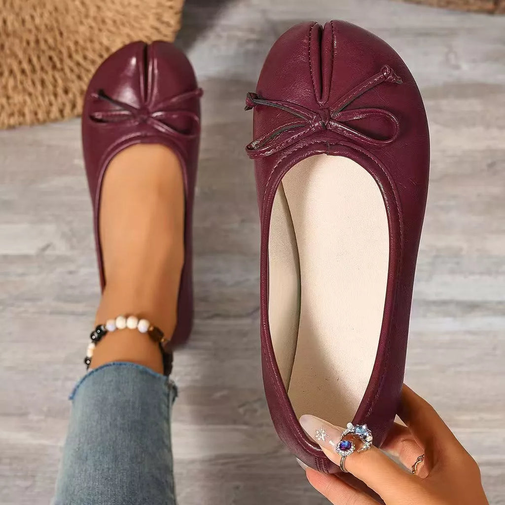 Bow Decor Split Toe Slip-Ons