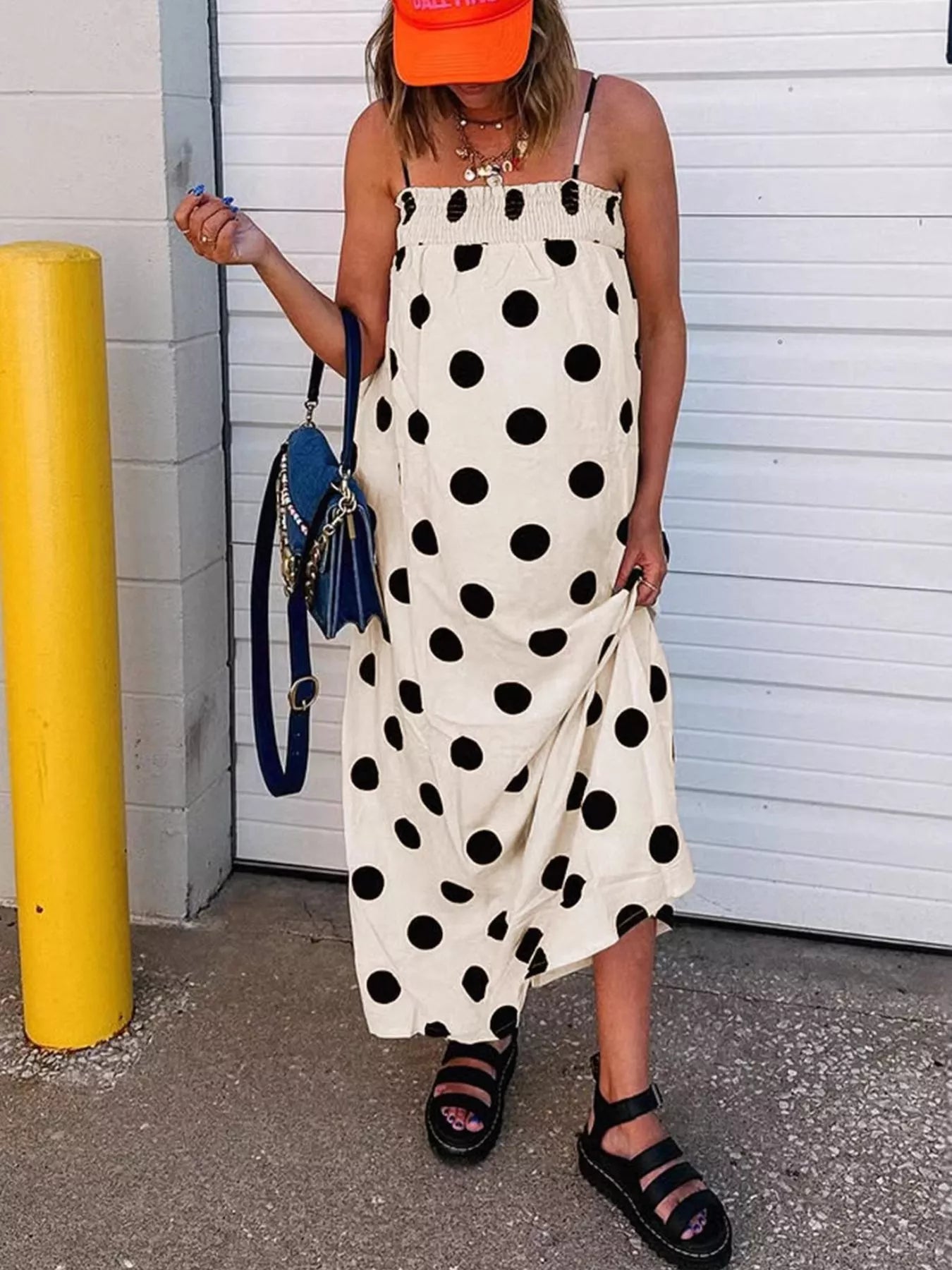 Polka Dot Spaghetti Strap Maxi Dress