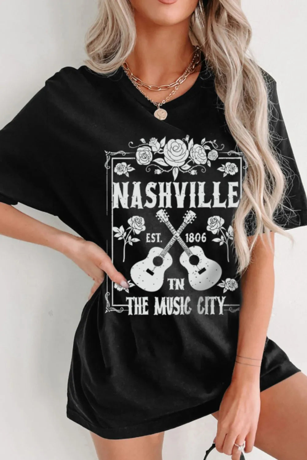 Graphic Round Neck Short Sleeve Oversized T-Shirt