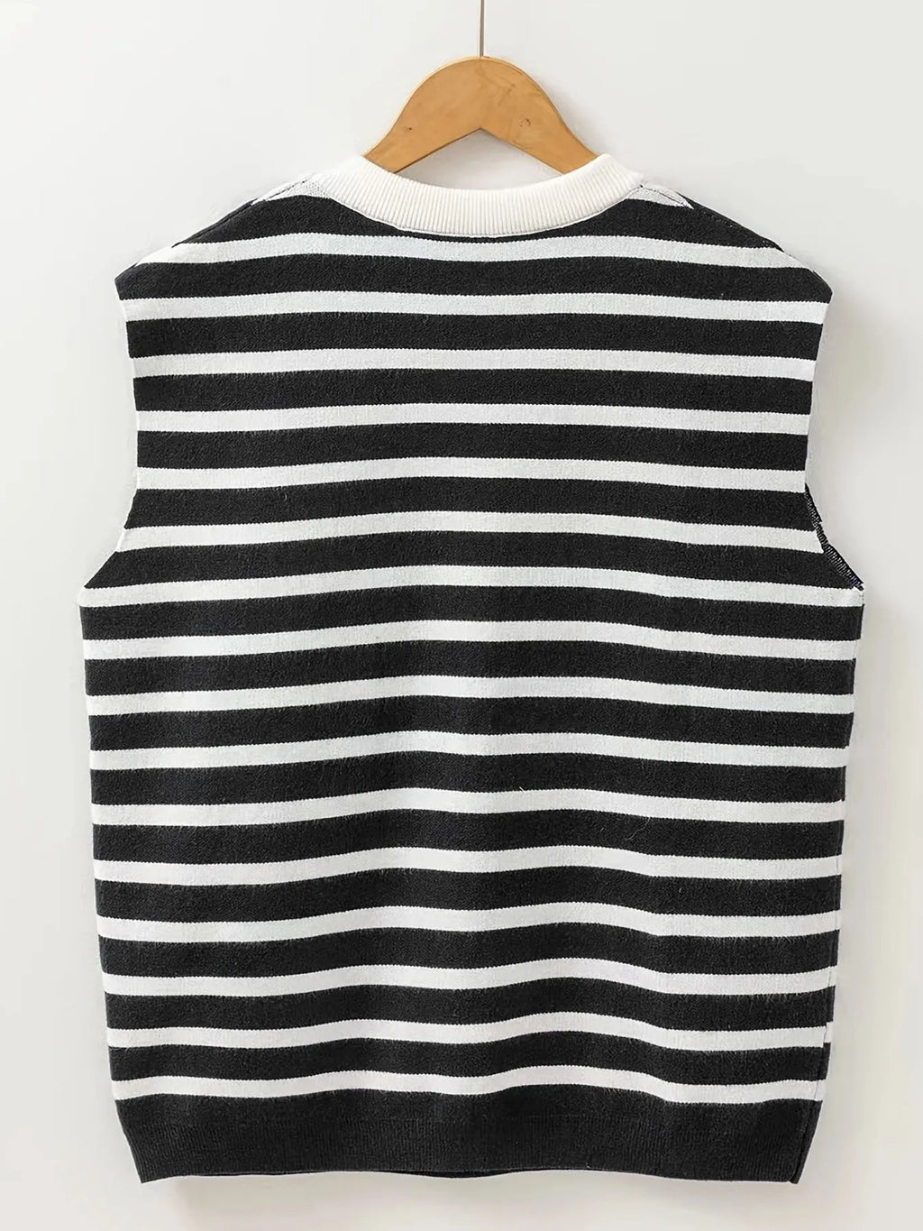 Bow Striped Round Neck Sweater Vest