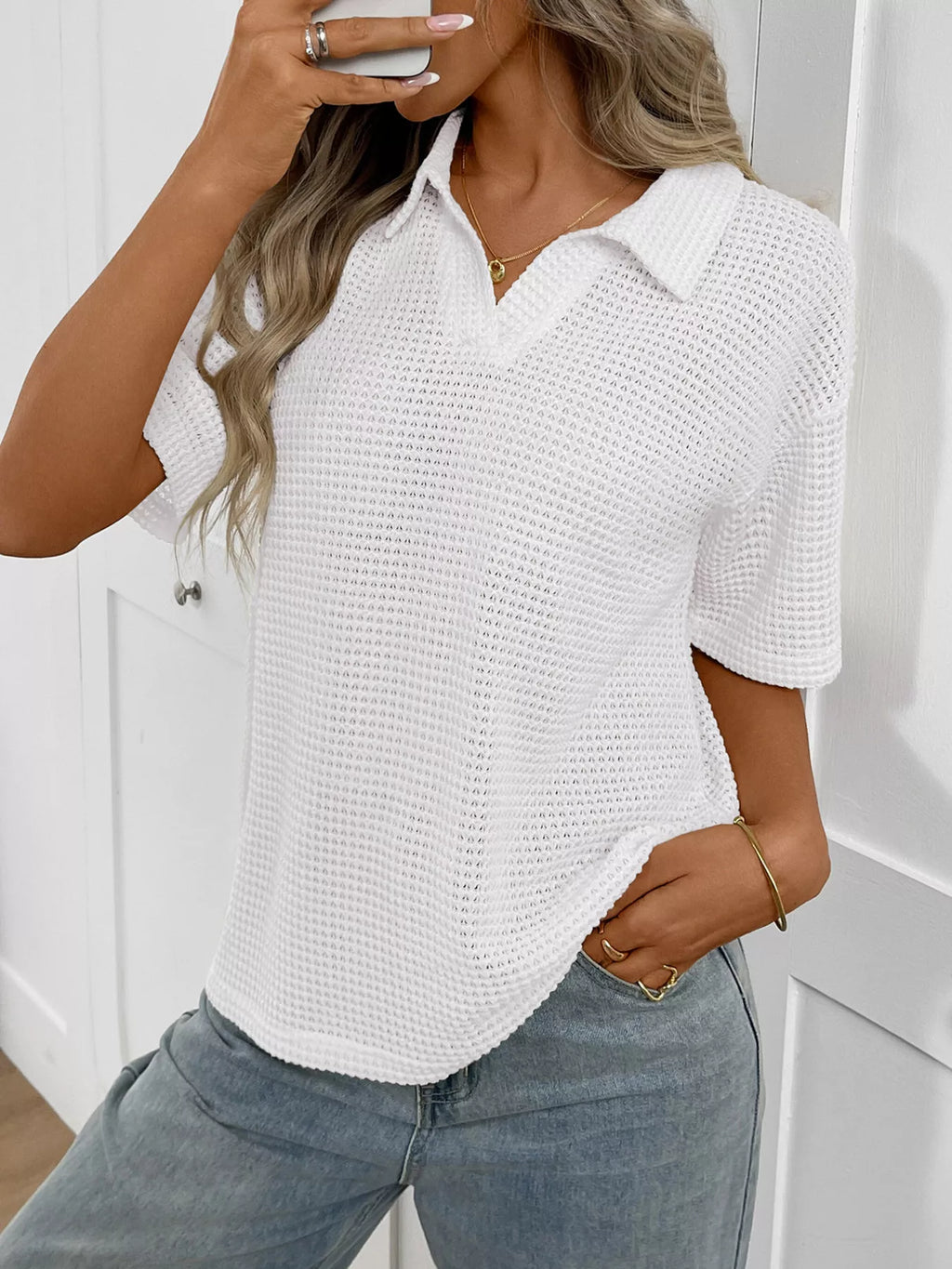 Striped Knit Short Sleeve Top