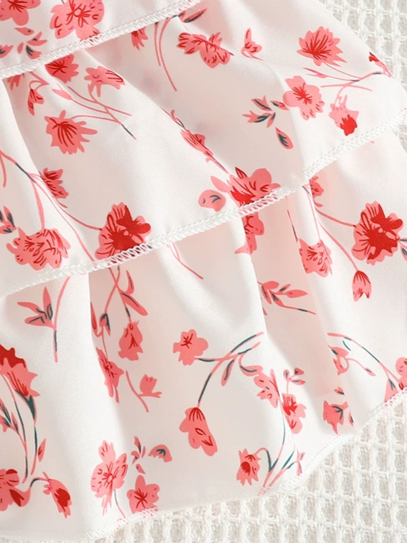 Children's Asymmetrical Neck Top & Floral Layered Skirt Set