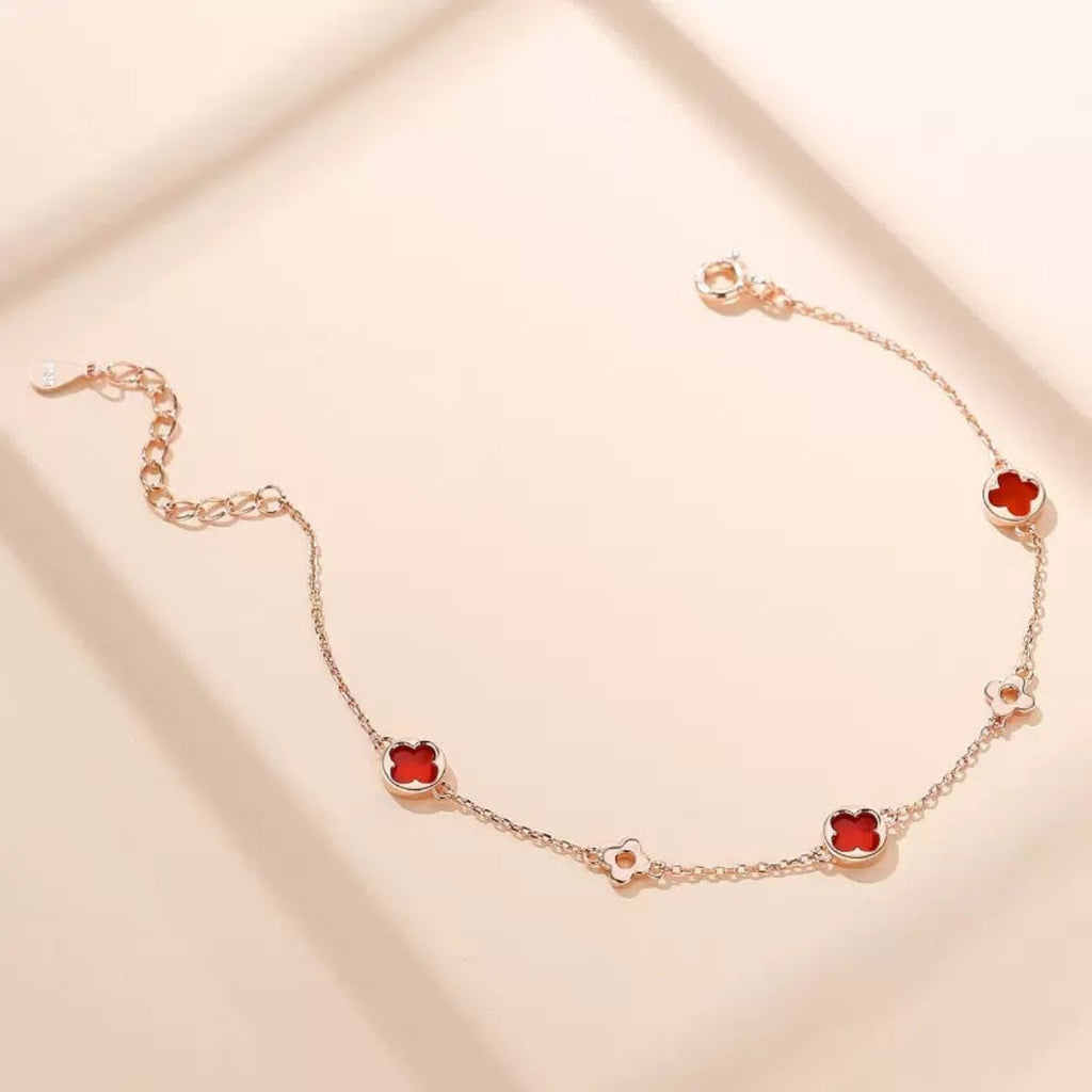 925 Sterling Silver Four Leaf Clover Bracelet