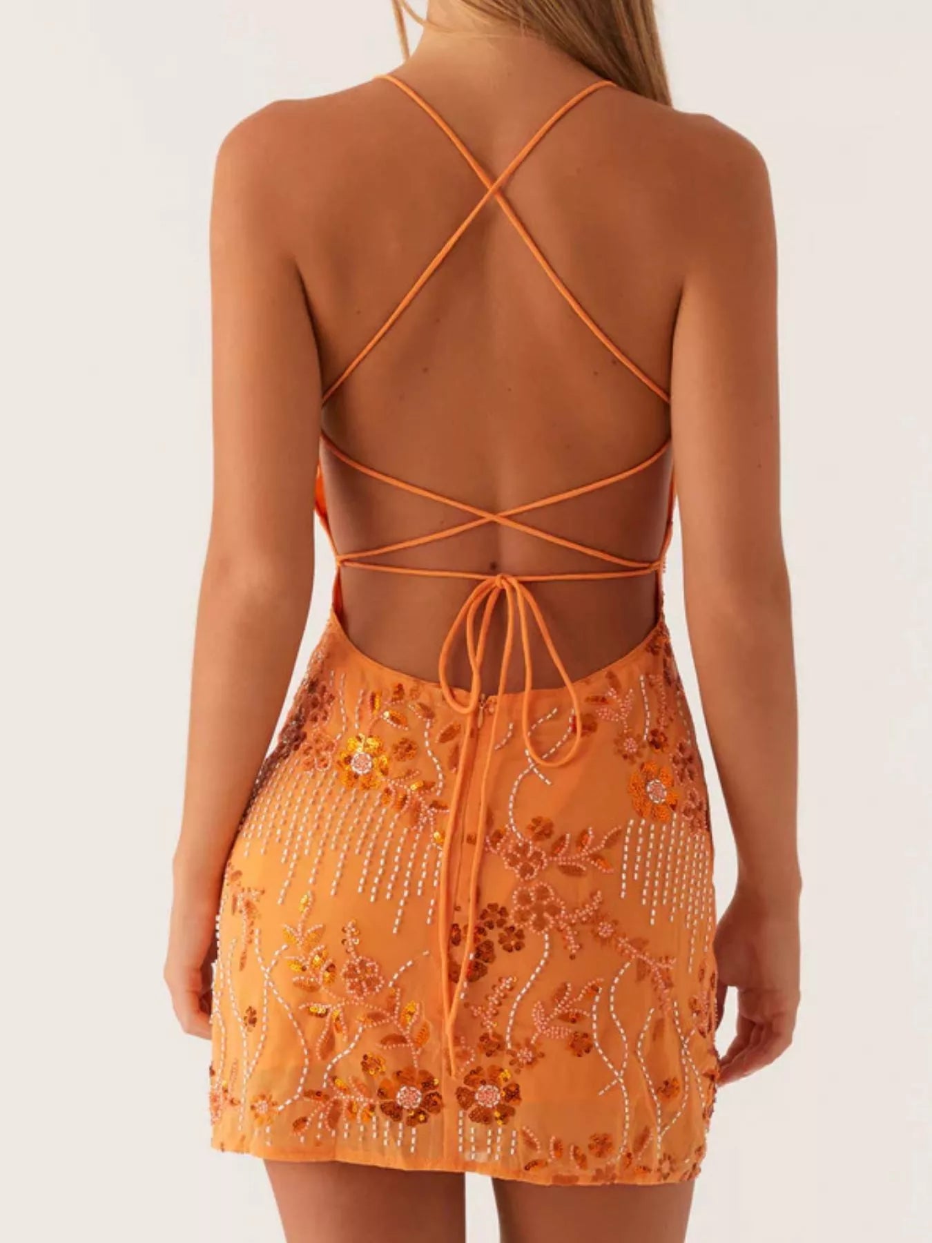 Beaded Floral Mini Dress