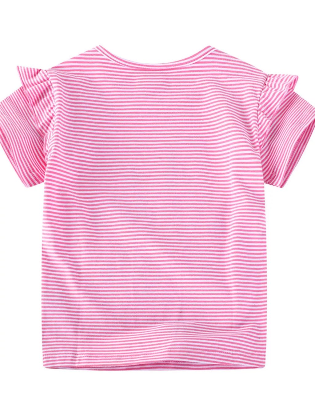 C=Children's Unicorn Ruffle Sleeve Striped T-Shirt