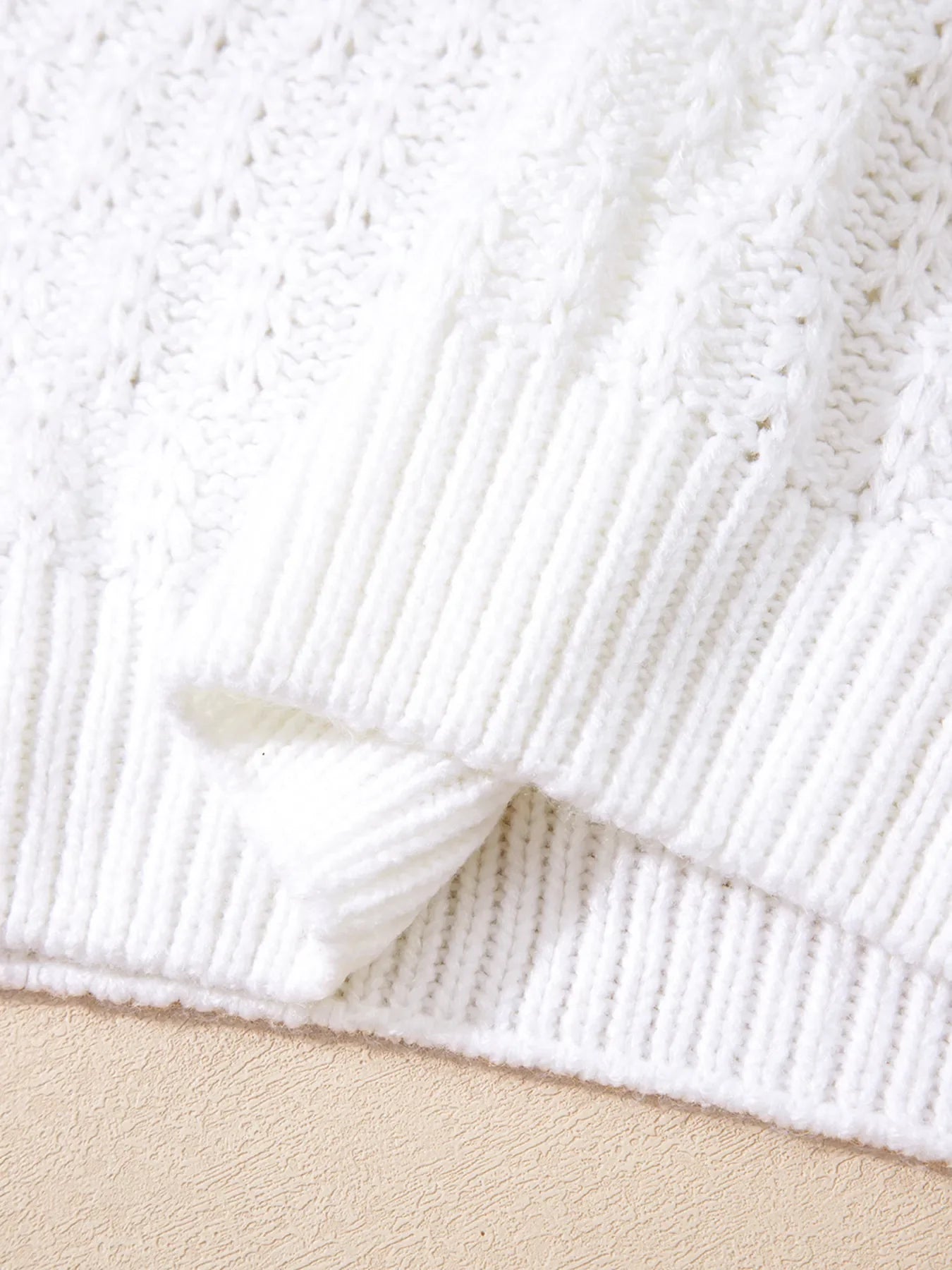 Textured Knit Ribbed Edge V Neck Loose Sweater