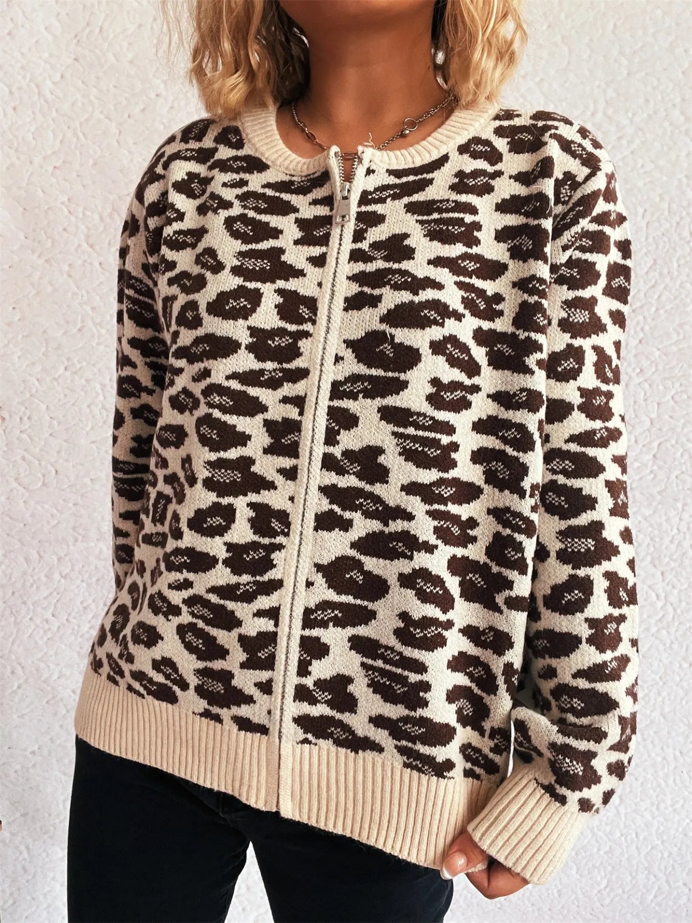 Zip Up Long Sleeve Cardigan