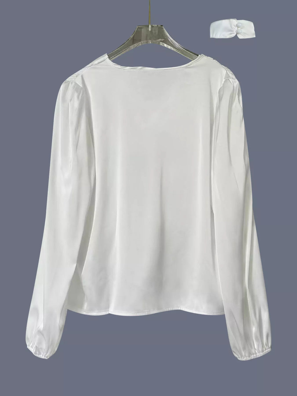 V-Neck Ruched Long Sleeve Blouse