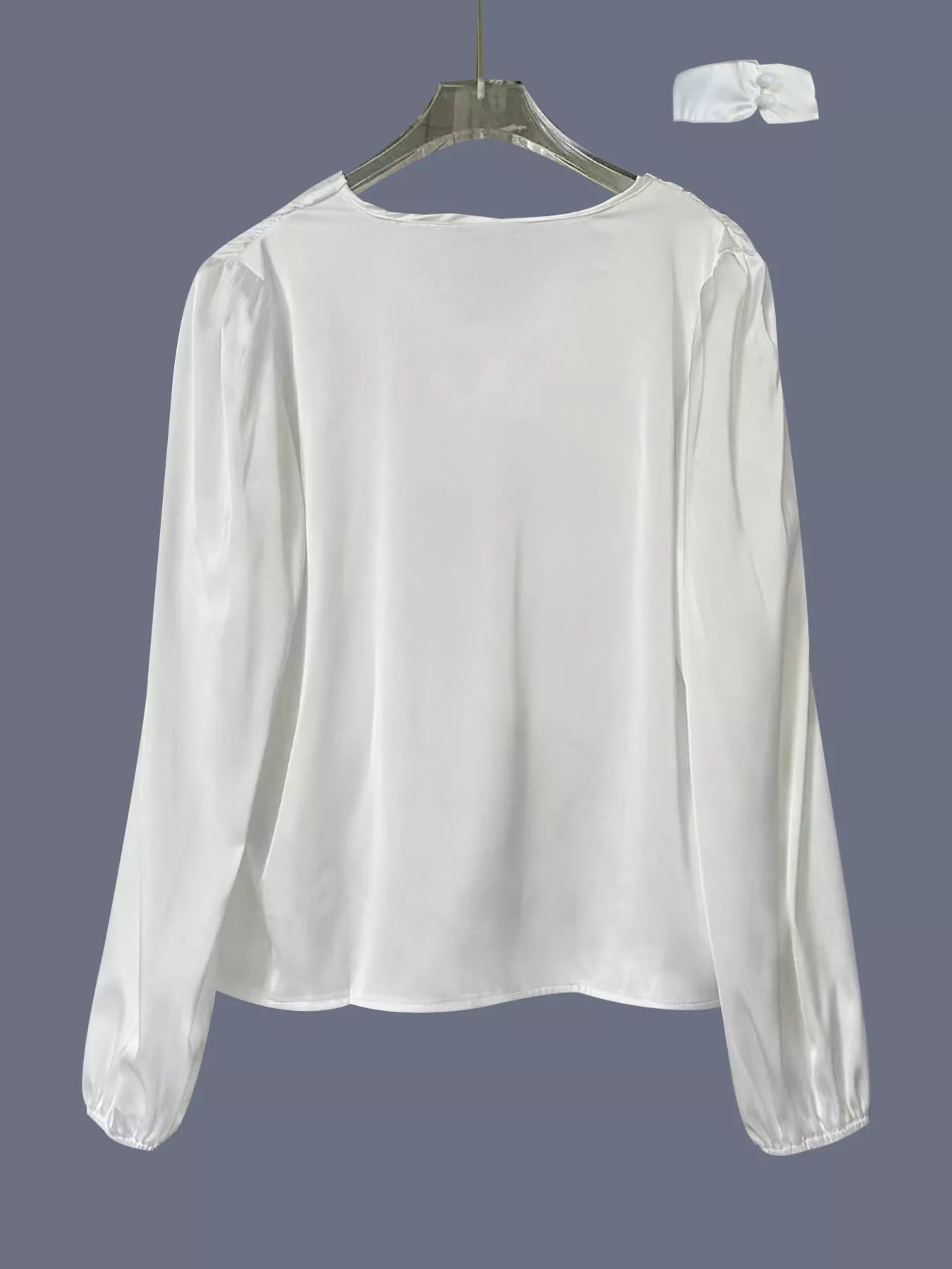V-Neck Ruched Long Sleeve Blouse
