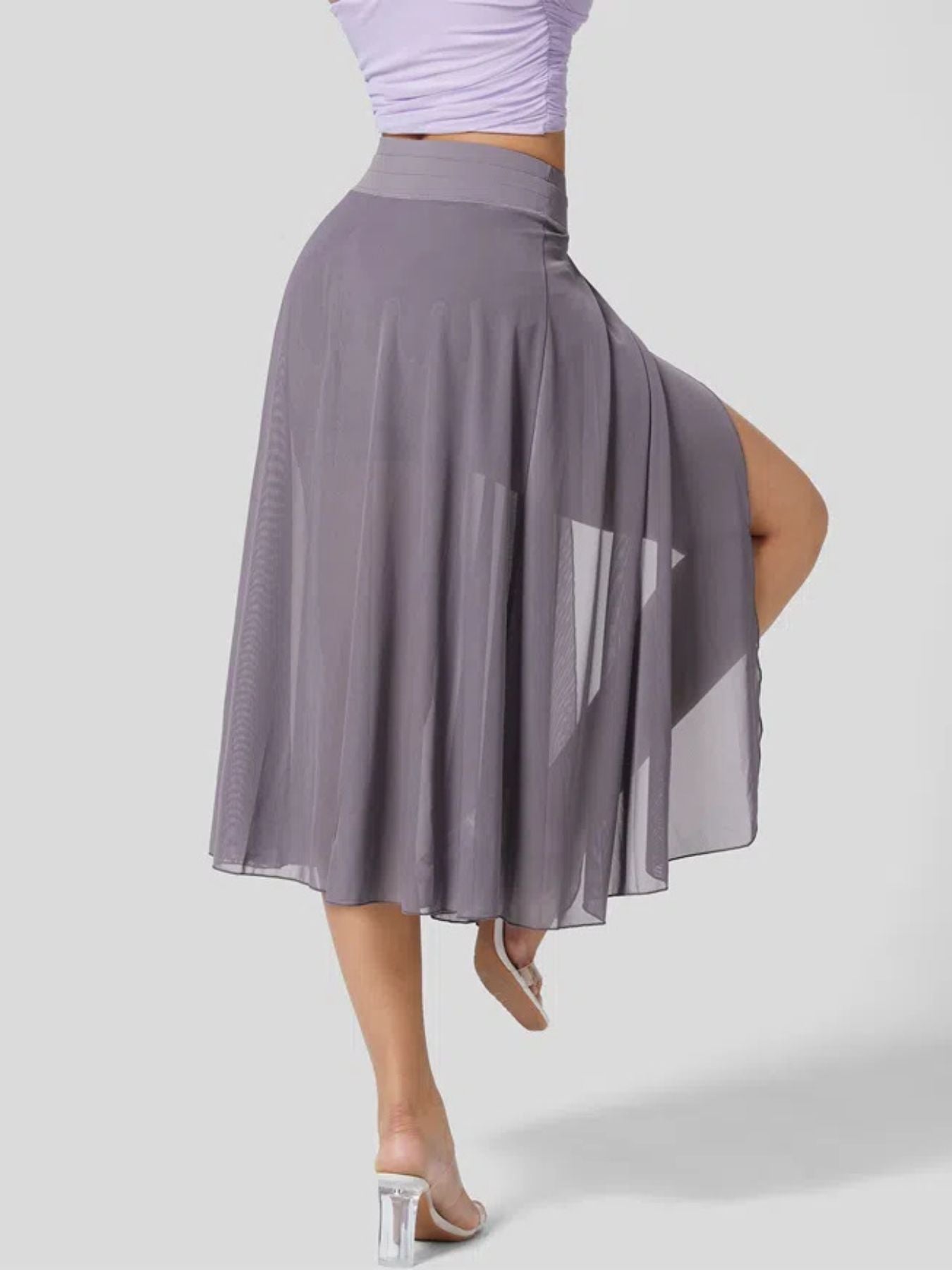 Slit Flowy Skirt with Shorts Liner