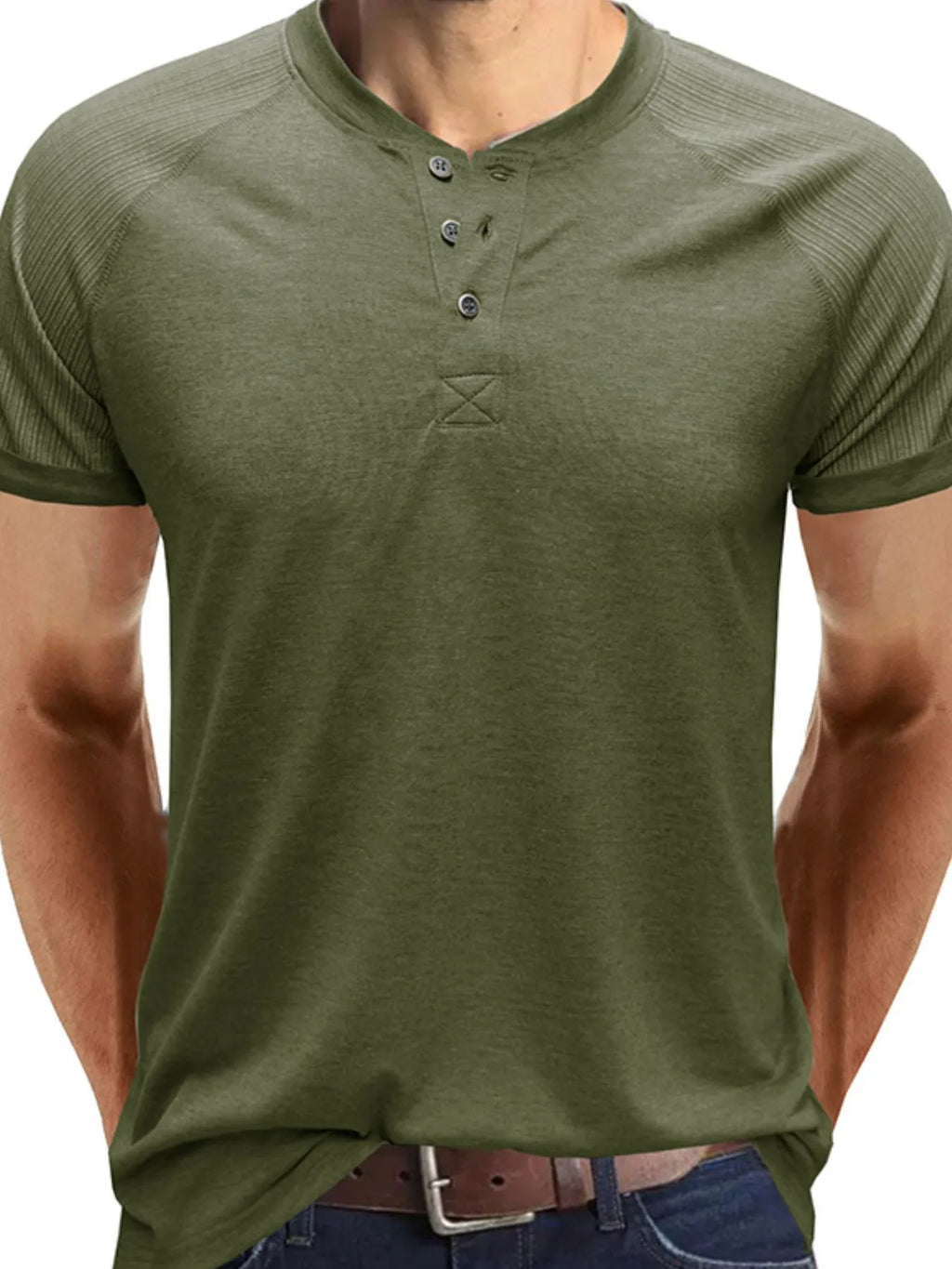 Men's Short Sleeve Henley Button Top