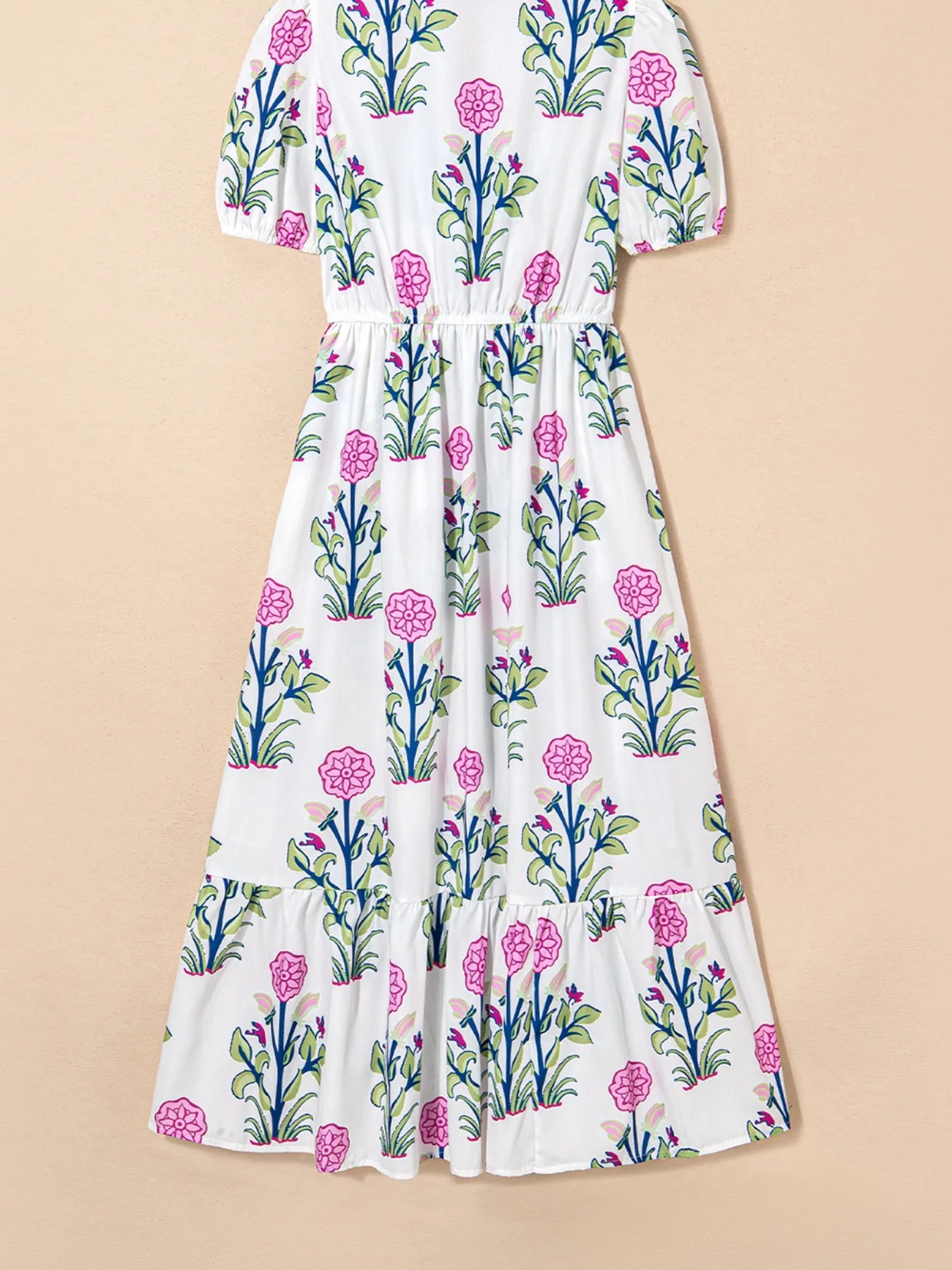 Printed Short Sleeve Midi Dress with Pockets