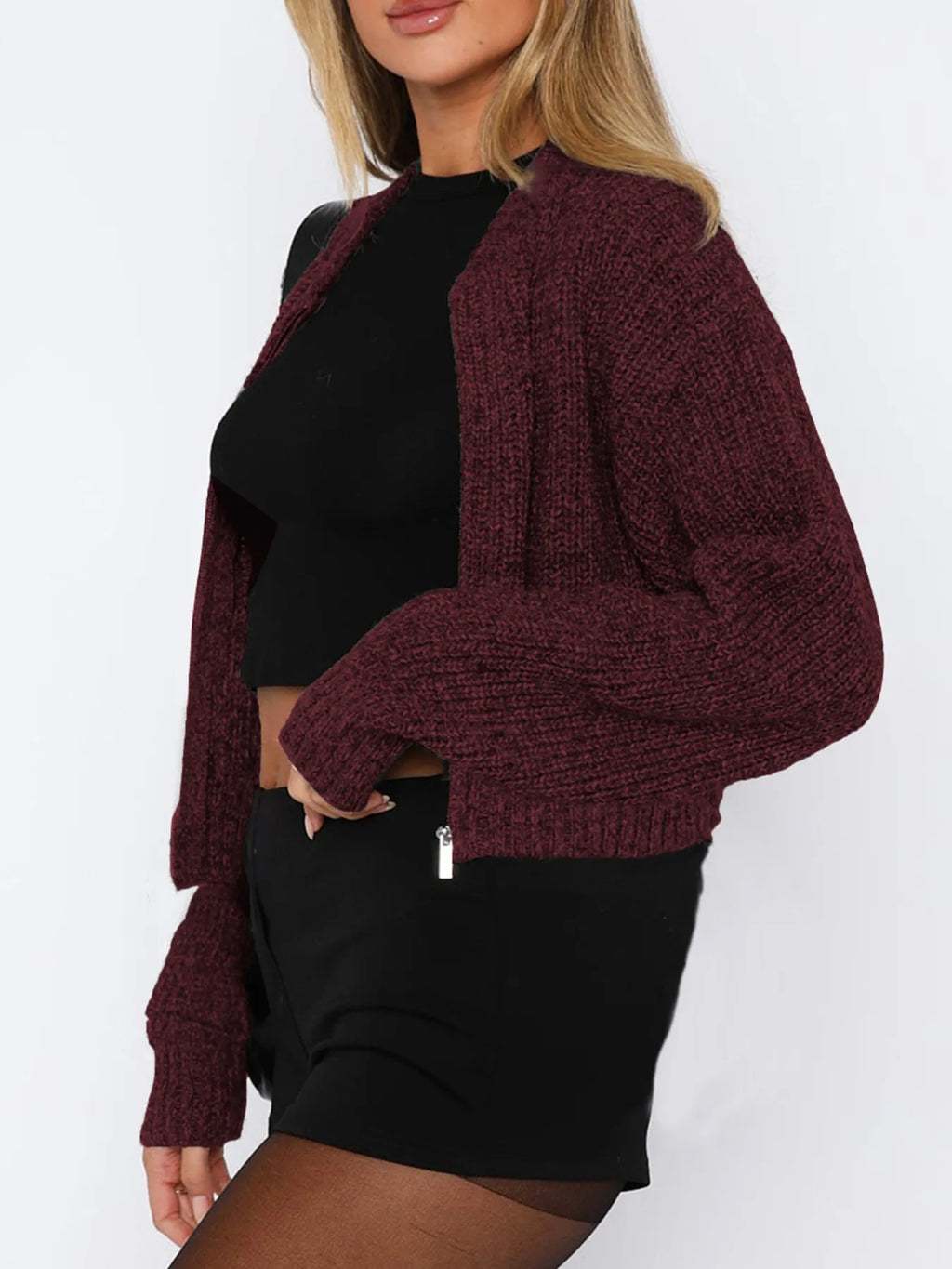 Zip Up Long Sleeve Cardigan