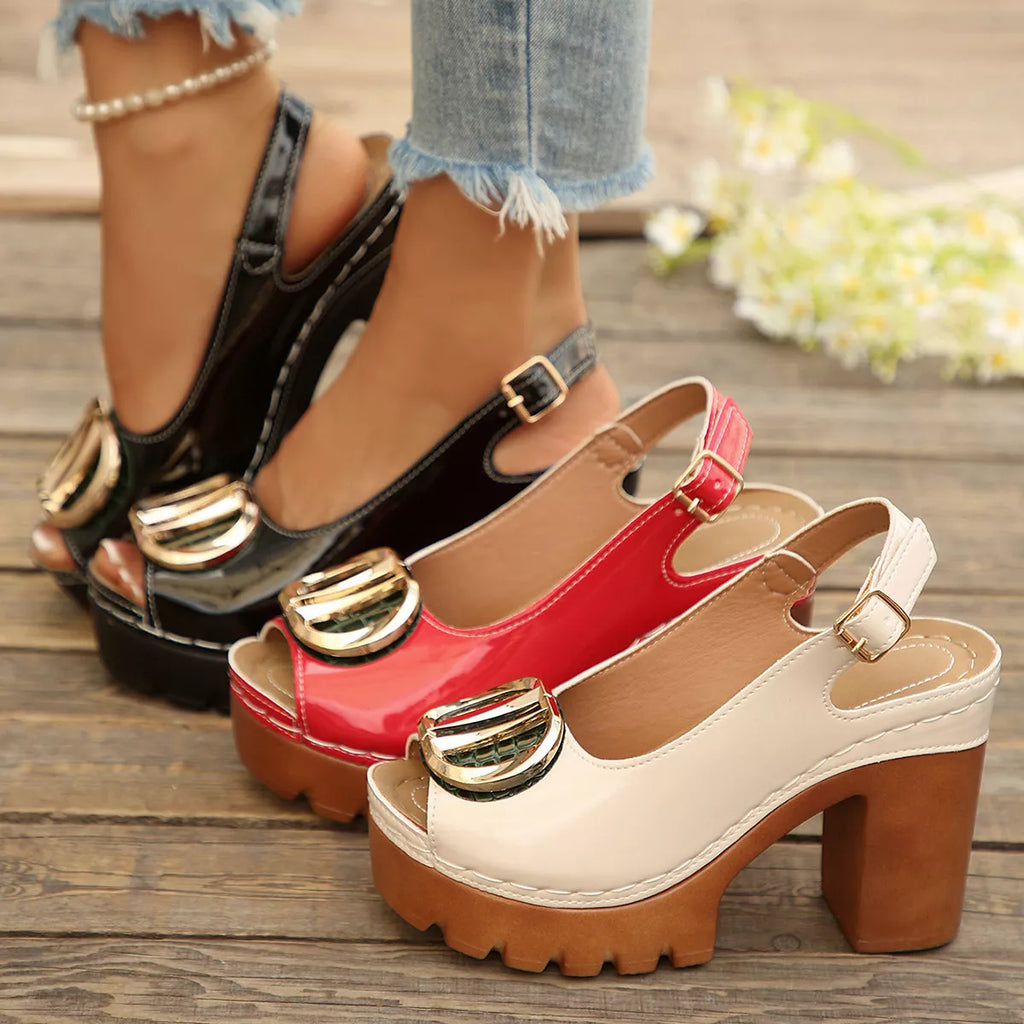 Peep Toe Block Heels Sandals
