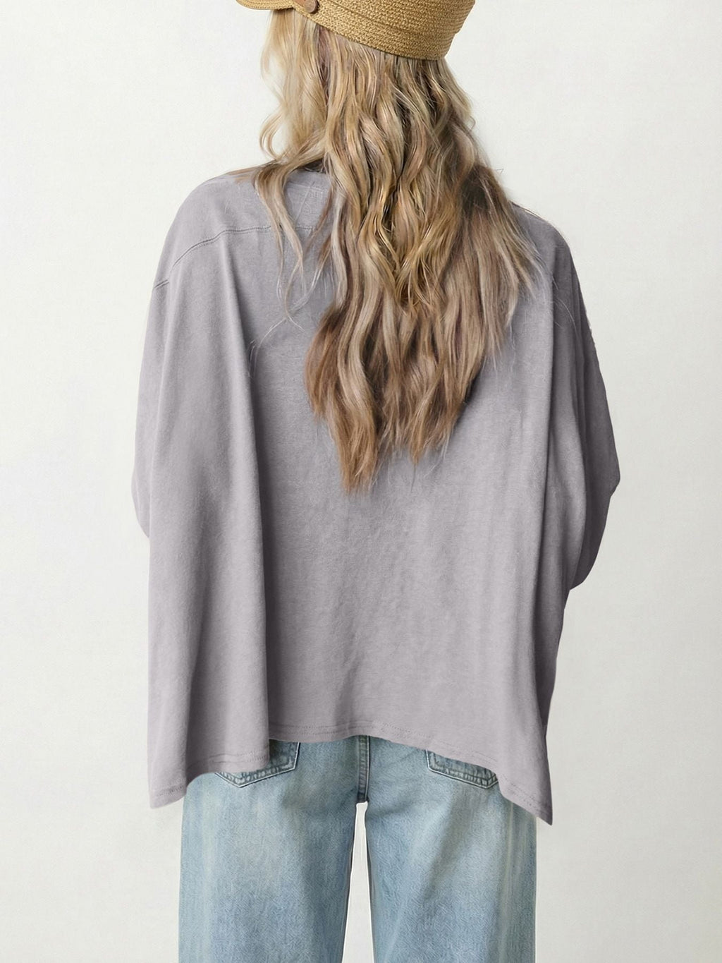 Square Crochet Detail Loose T Shirt
