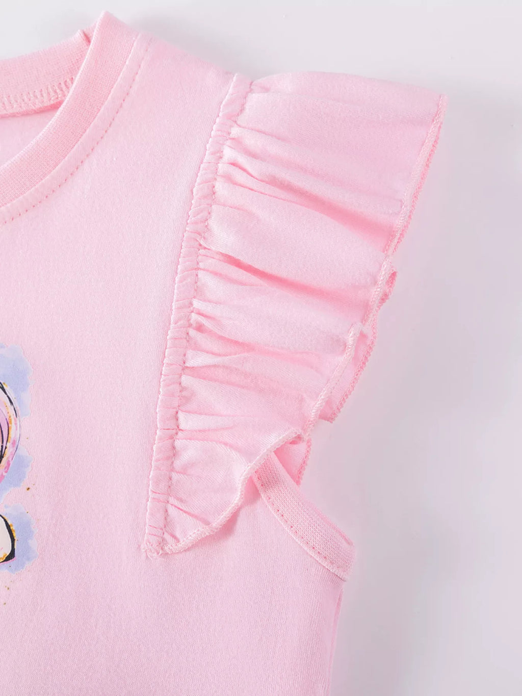 Children's Unicorn Graphic Ruffle Sleeve Tulle Dress